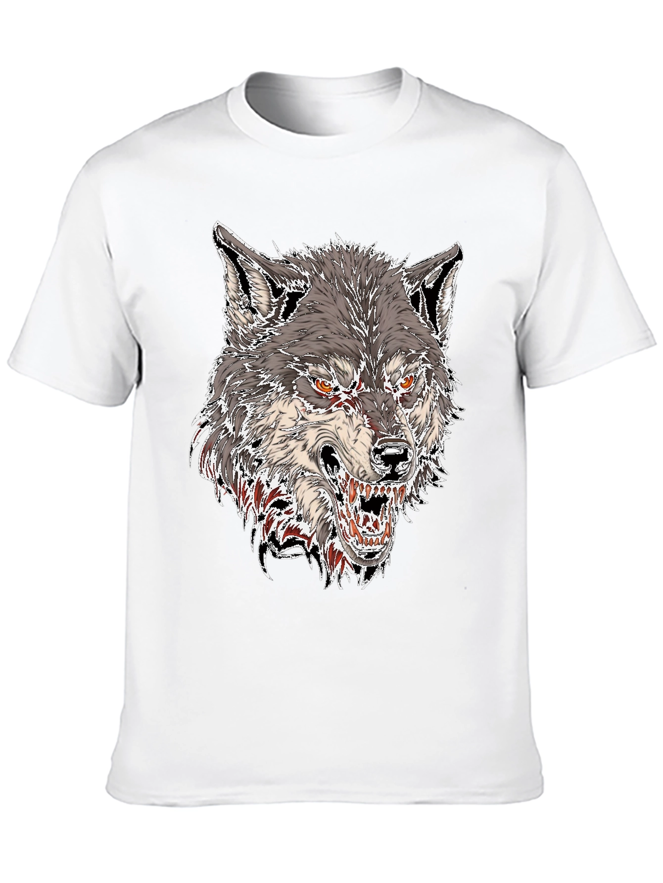 Mens Black Graphic Tee - Fierce Wolf Design