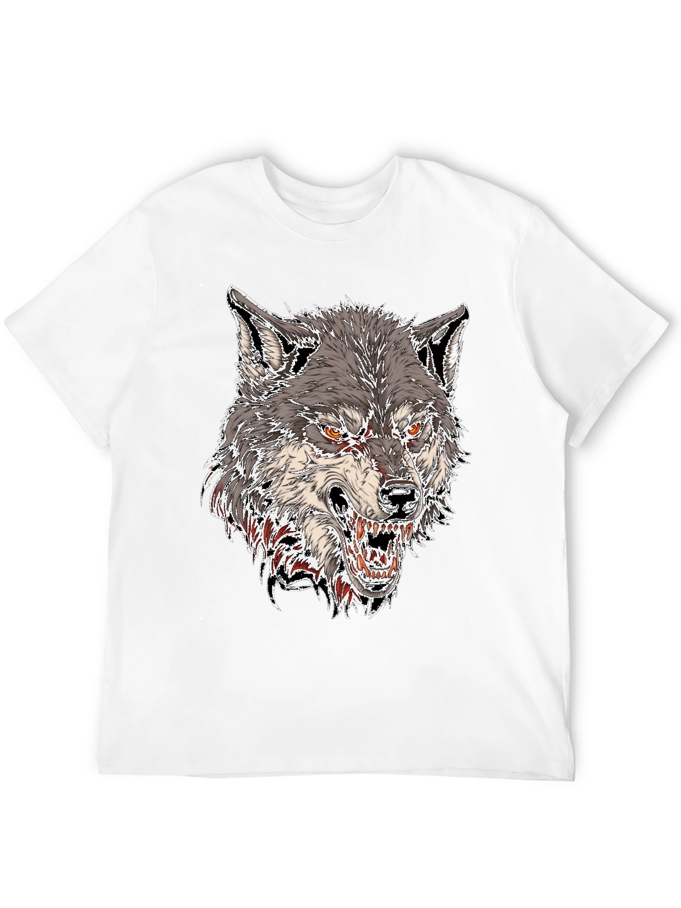 Mens Black Graphic Tee - Fierce Wolf Design