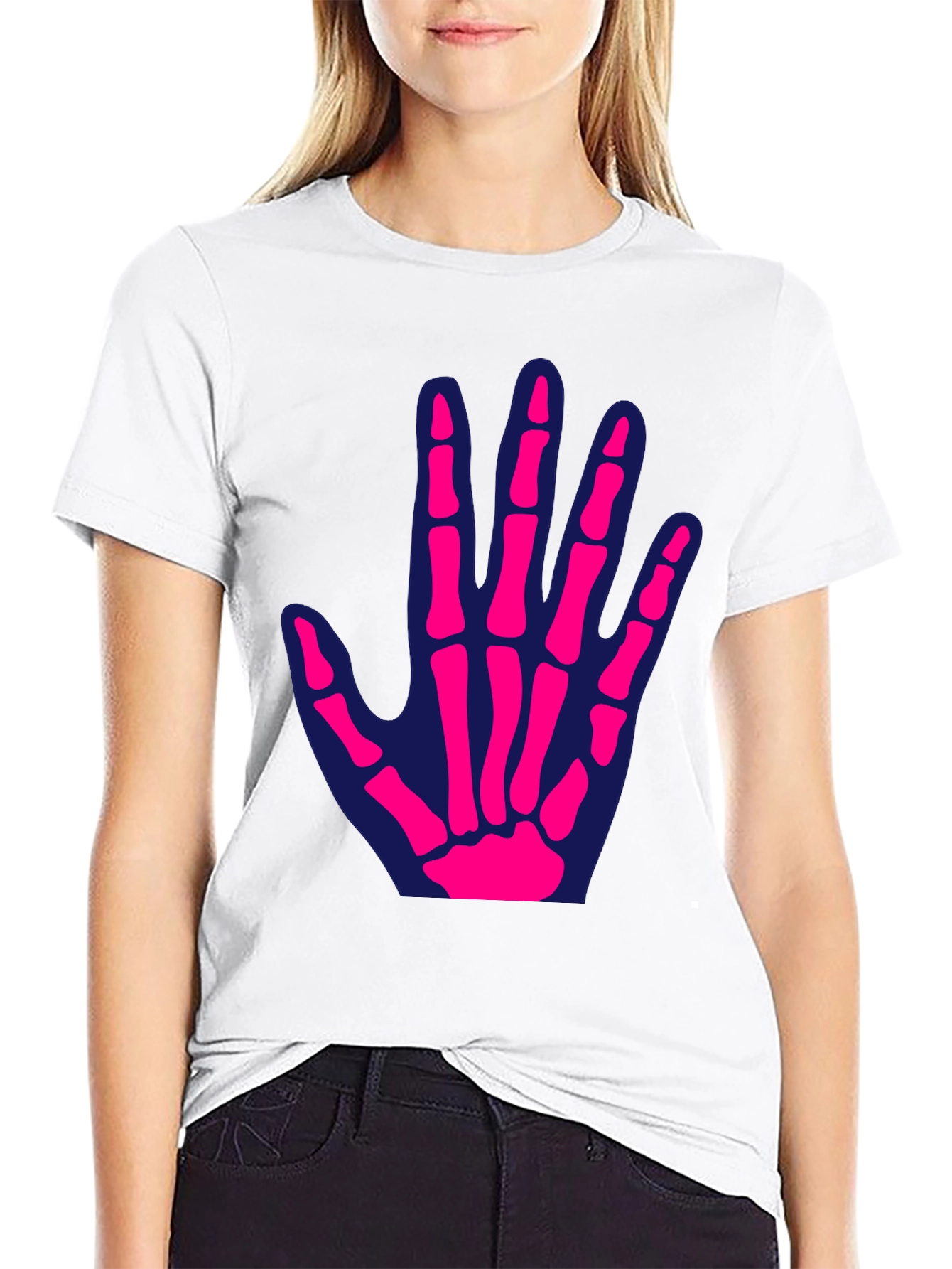 Skeleton Hand Graphic Tee - Fun Halloween T-Shirt