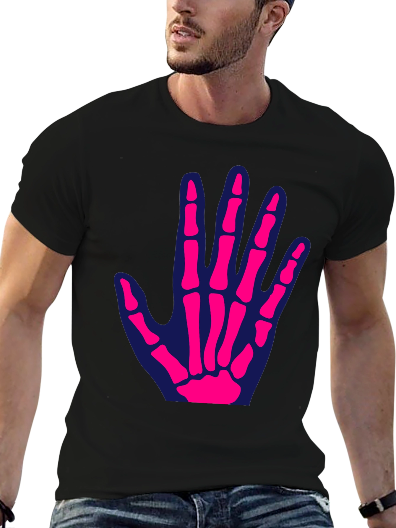 Skeleton Hand Graphic Tee - Fun Halloween T-Shirt