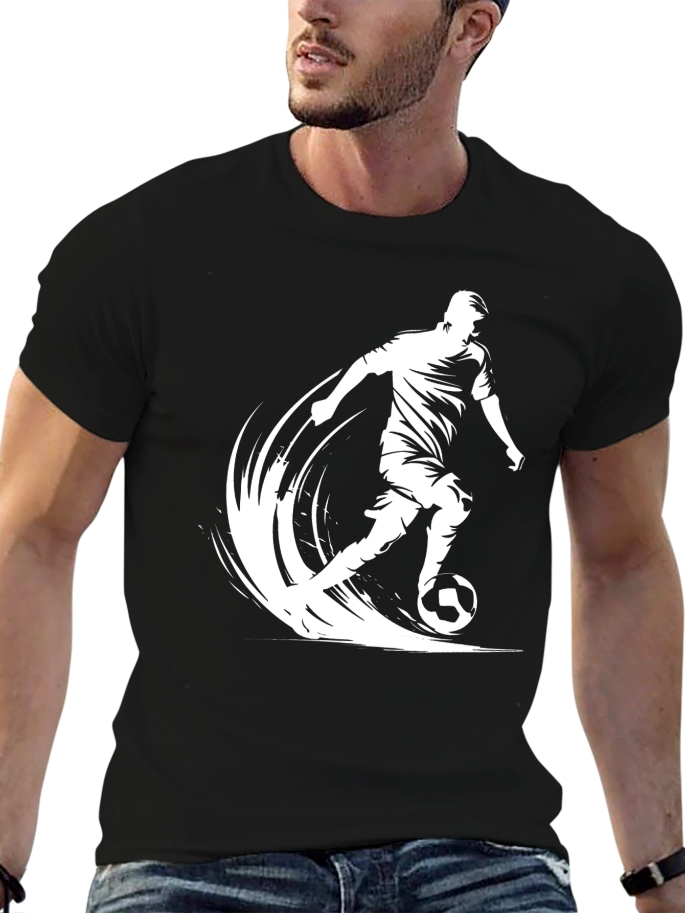 Soccer Player Graphic Black T-Shirt
