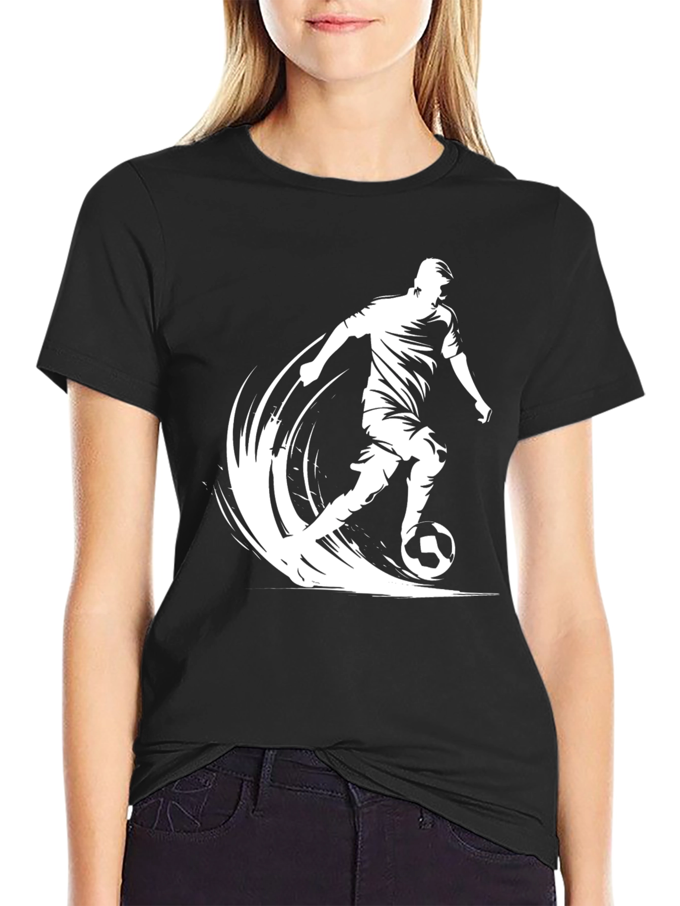 Soccer Player Graphic Black T-Shirt