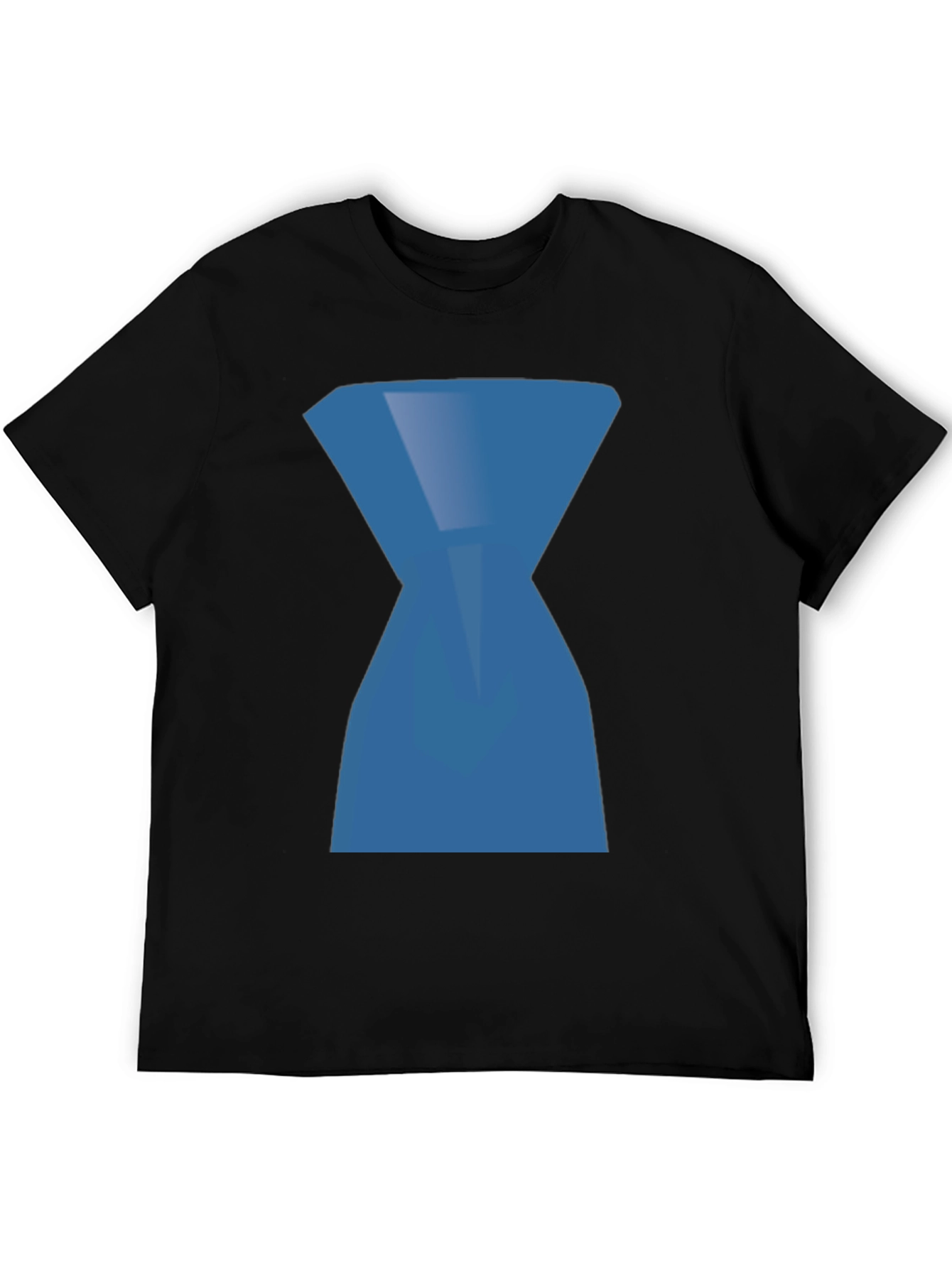 Abstract Blue Hourglass Graphic Print Black T-Shirt