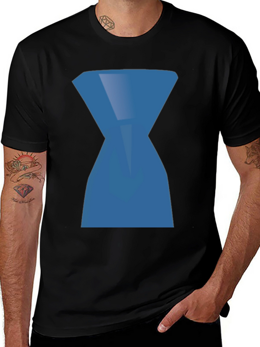 Abstract Blue Hourglass Graphic Print Black T-Shirt