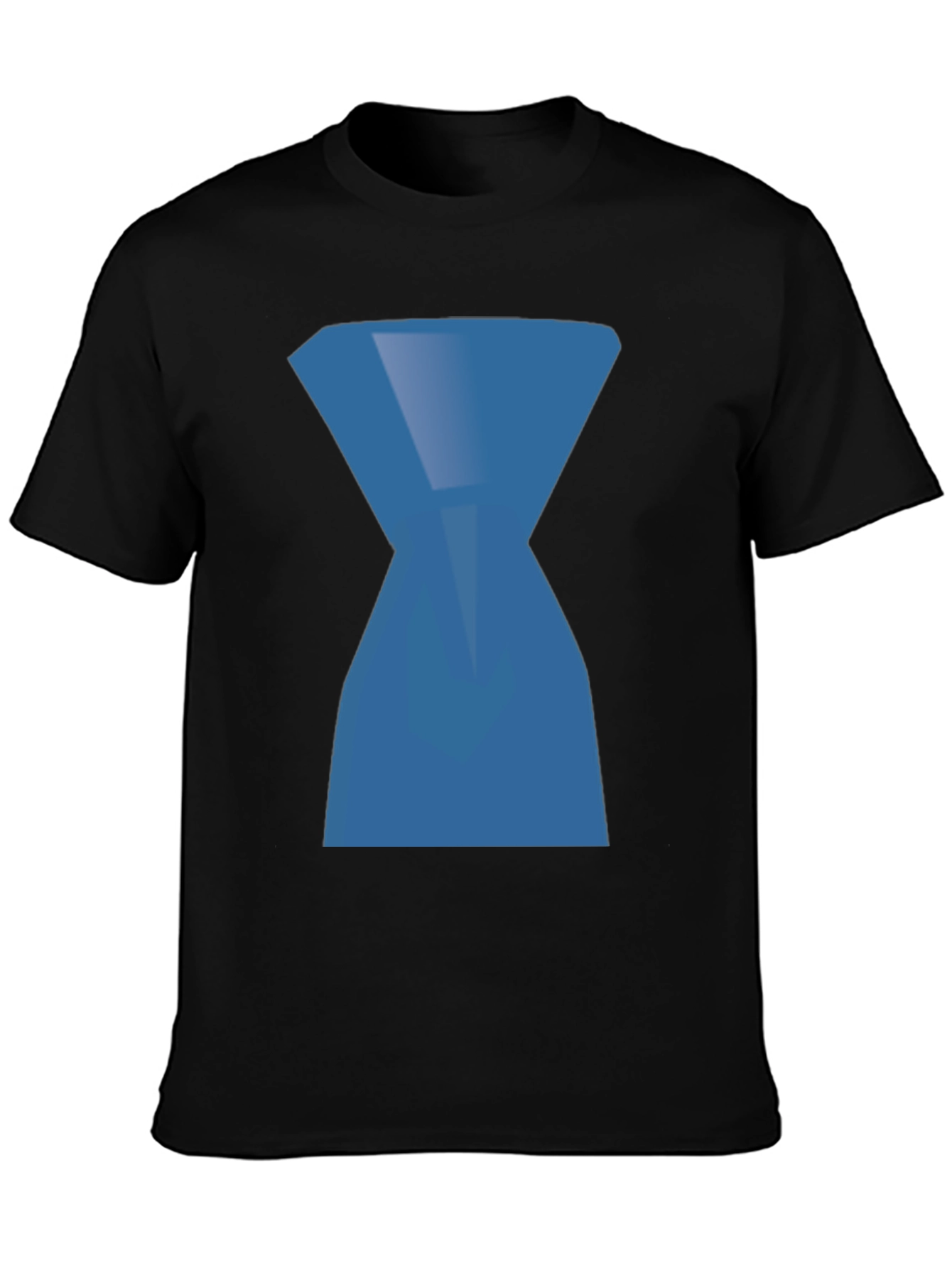 Abstract Blue Hourglass Graphic Print Black T-Shirt