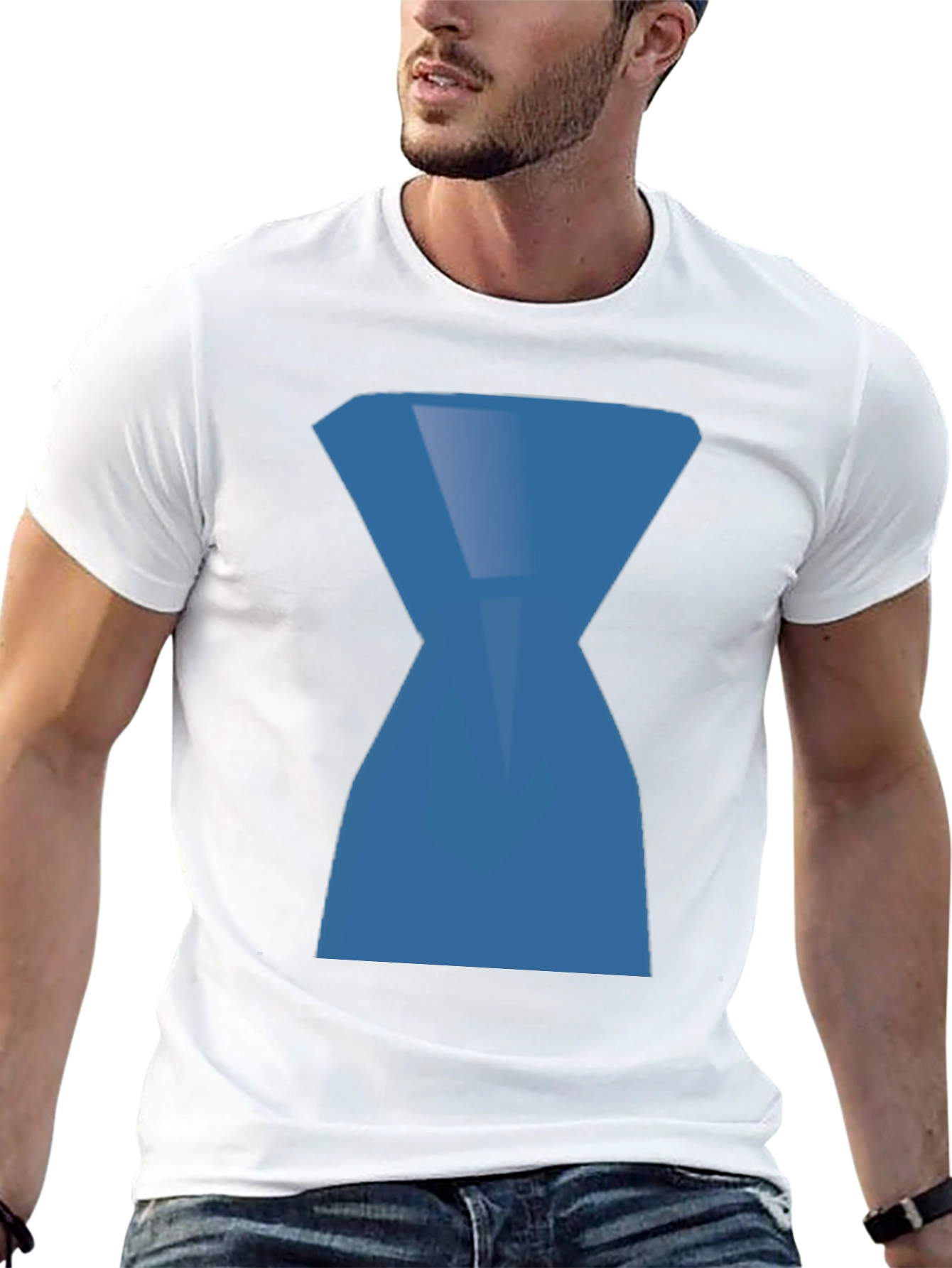 Abstract Blue Hourglass Graphic Print Black T-Shirt