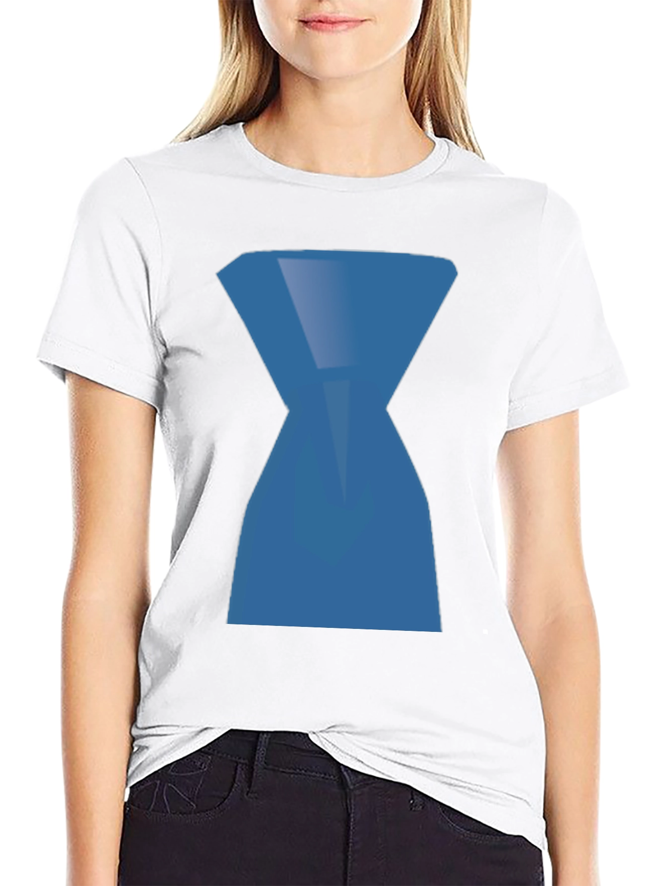 Abstract Blue Hourglass Graphic Print Black T-Shirt