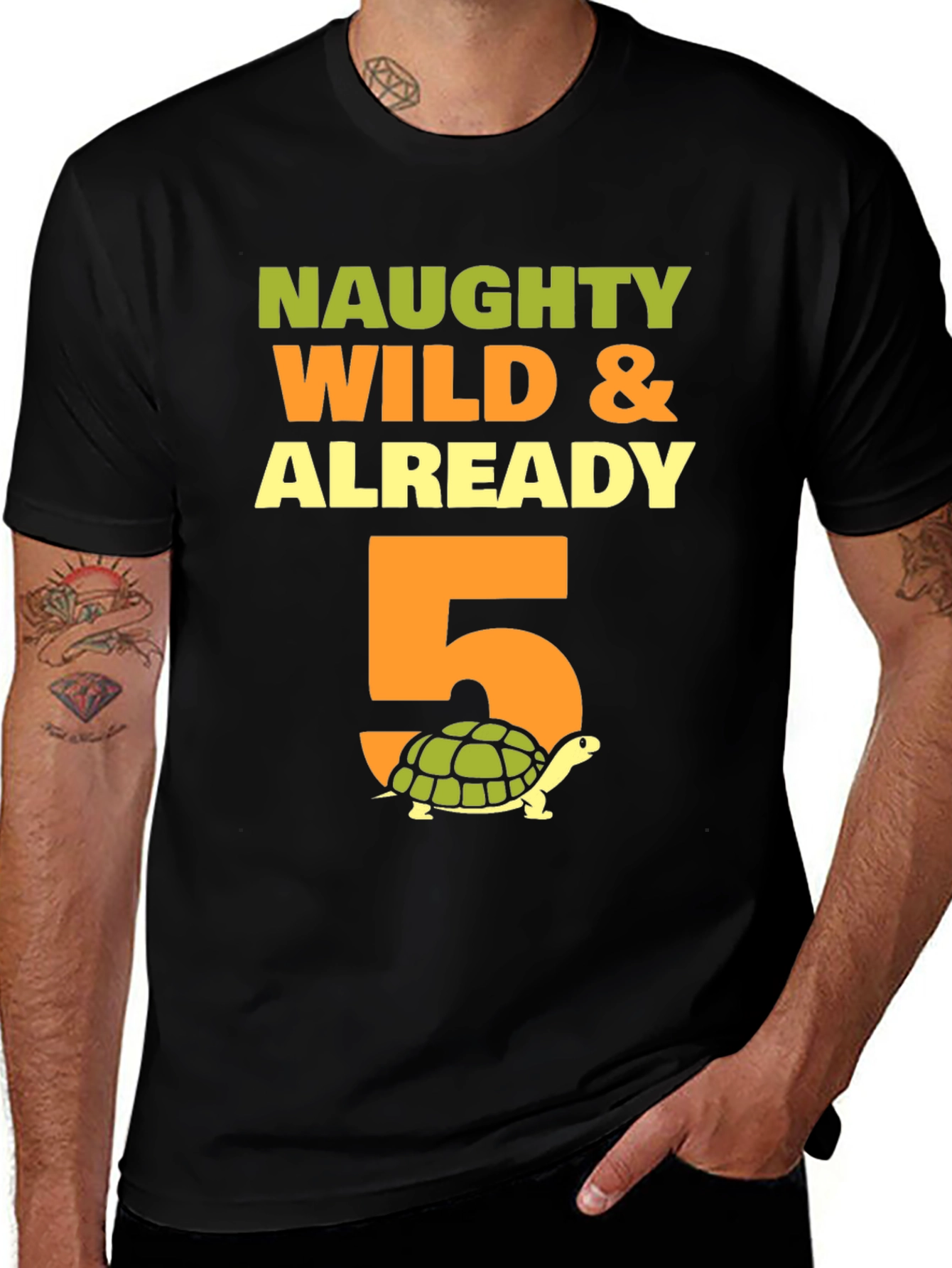 Naughty Wild & Already 5 Turtle Birthday T-Shirt
