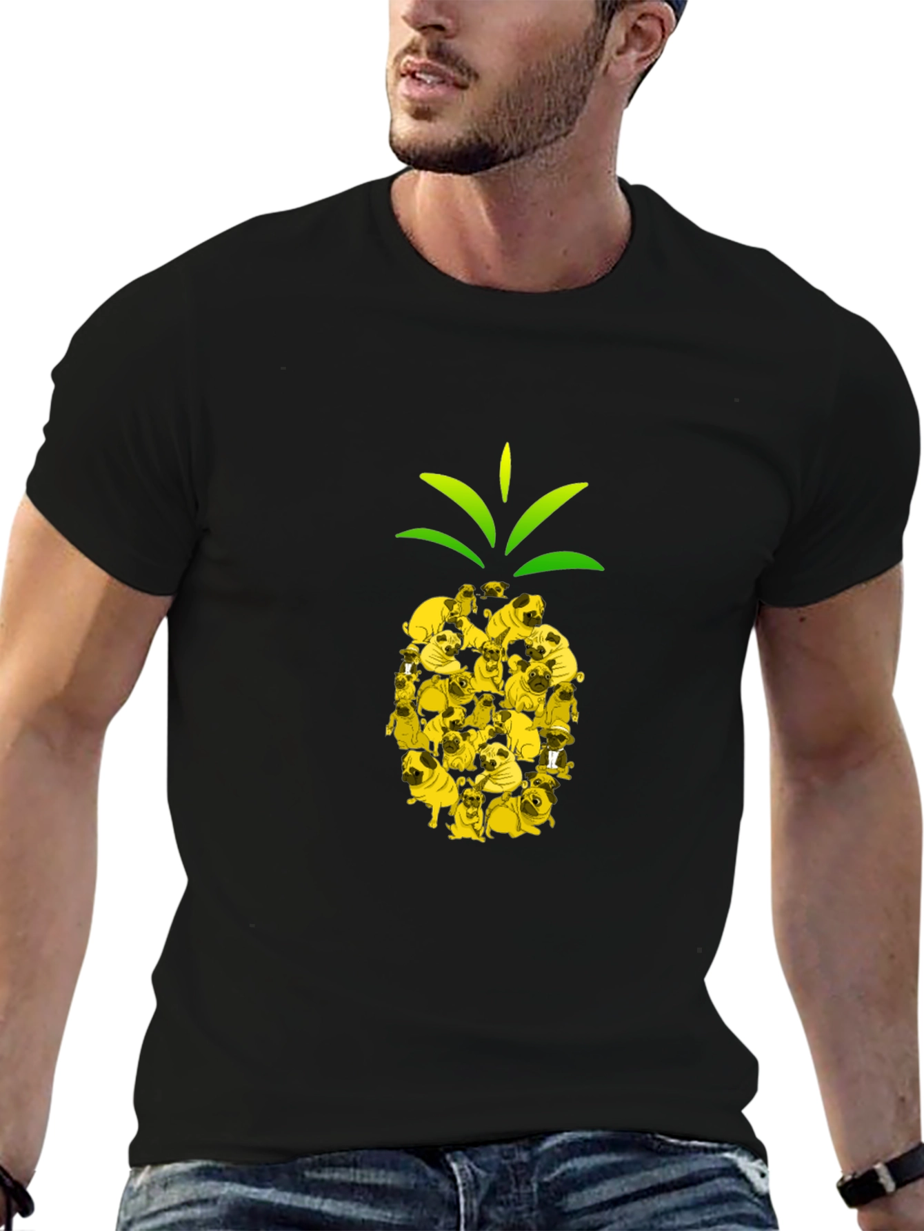 Pug Pineapple Graphic T-Shirt - Unique Design