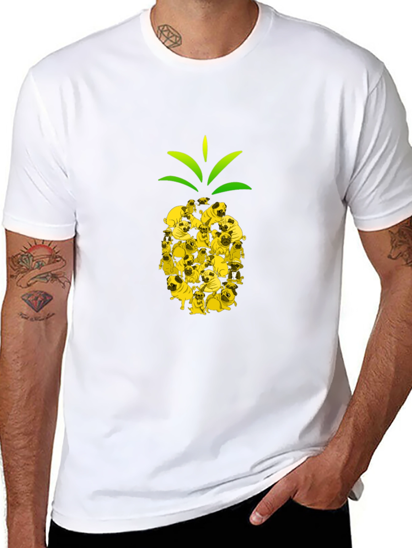 Pug Pineapple Graphic T-Shirt - Unique Design