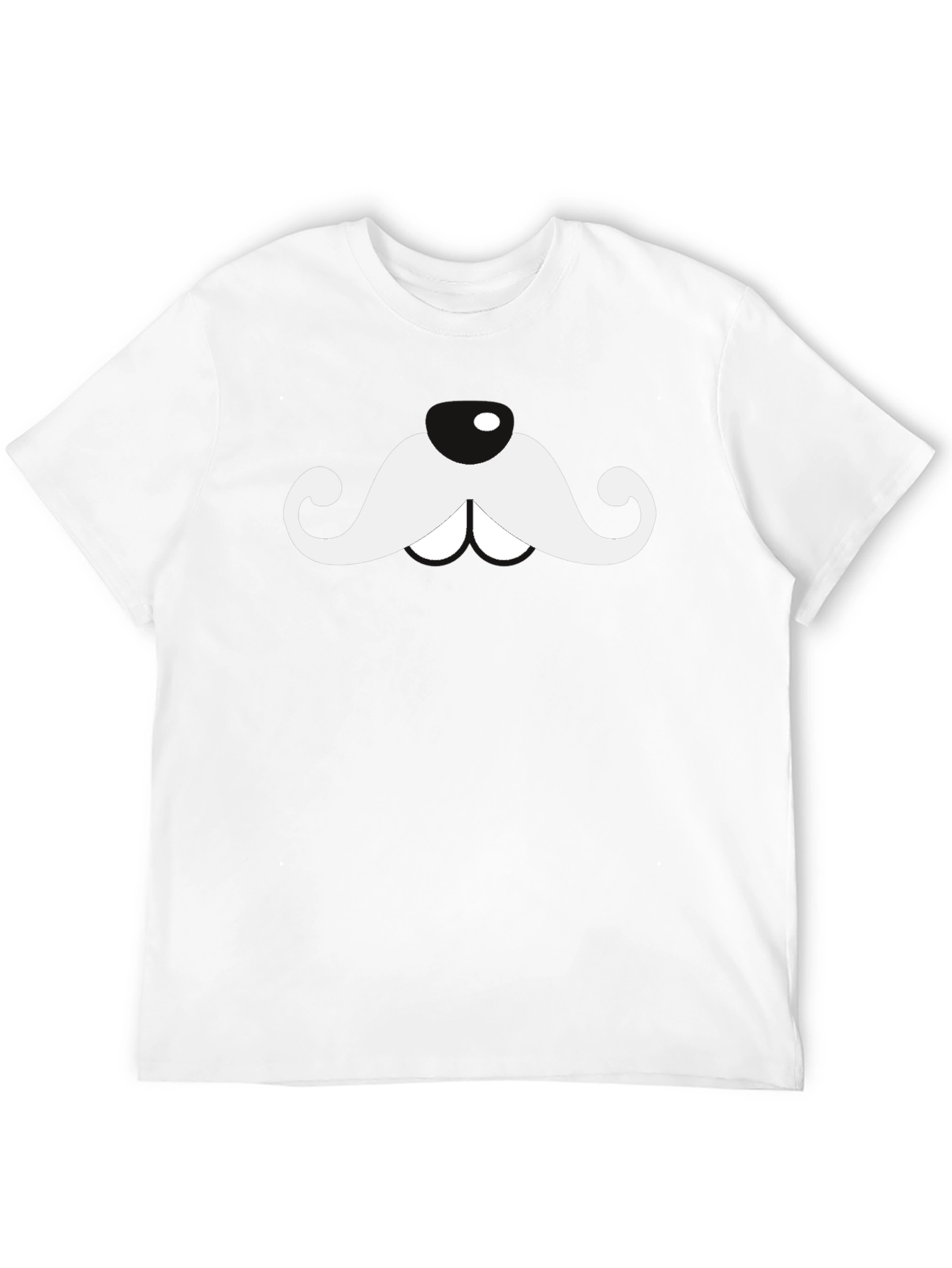 Novelty Moustache Graphic T-Shirt - Black Cotton Blend