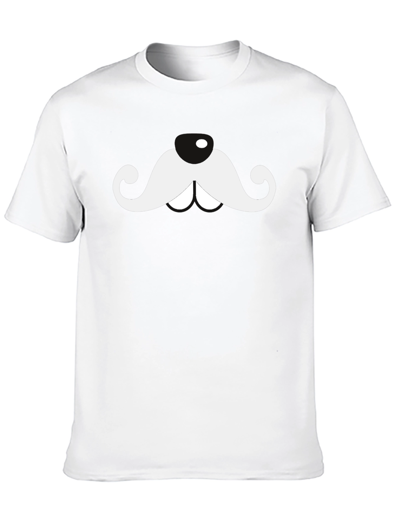 Novelty Moustache Graphic T-Shirt - Black Cotton Blend