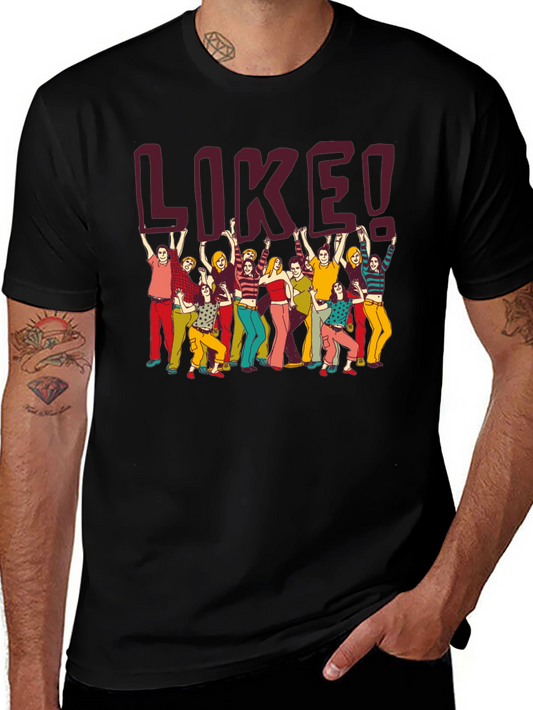 Retro Like Graphic Tee - Black Casual T-Shirt