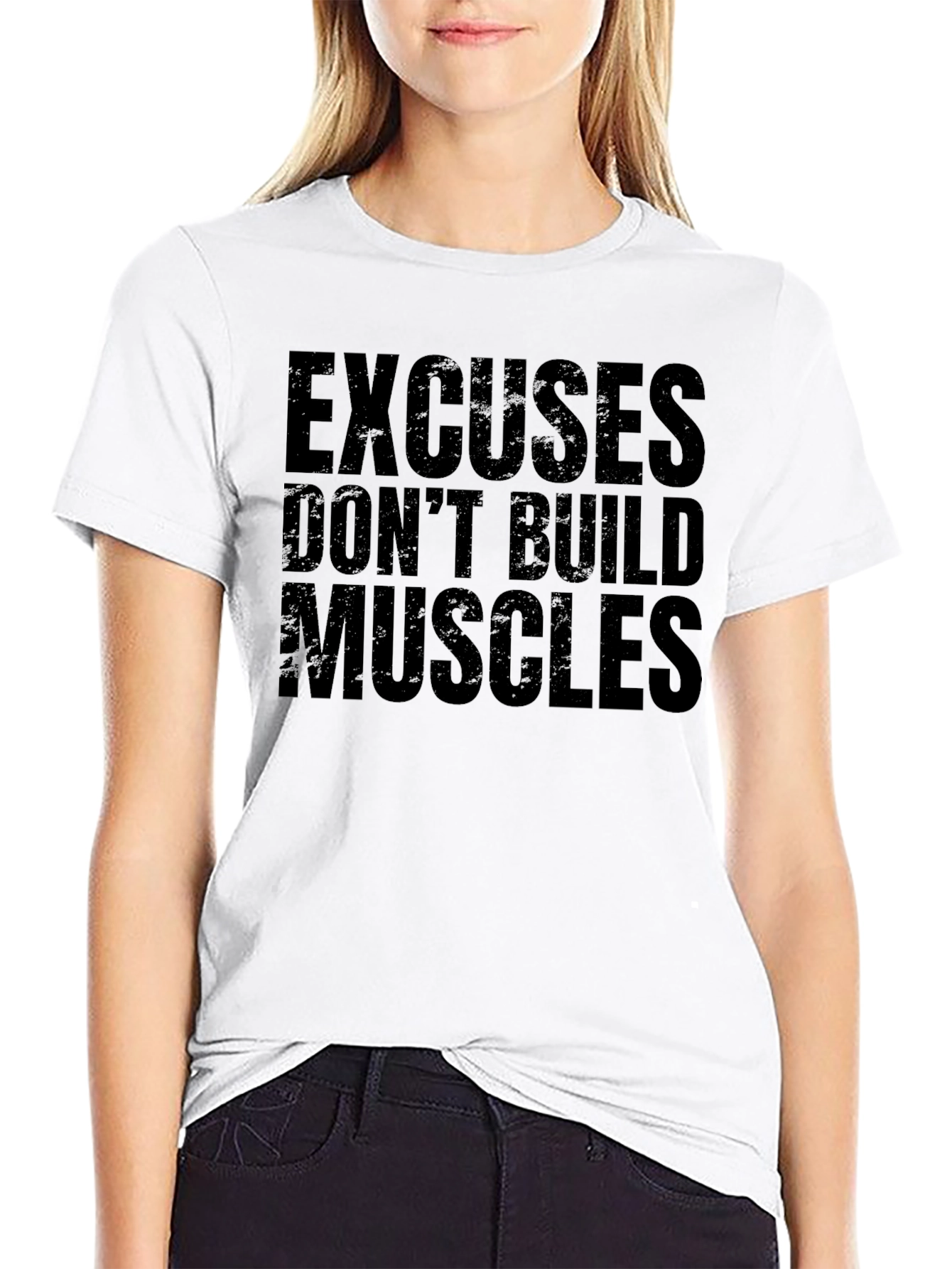 Excuses Dont Build Muscles Black Graphic T-Shirt