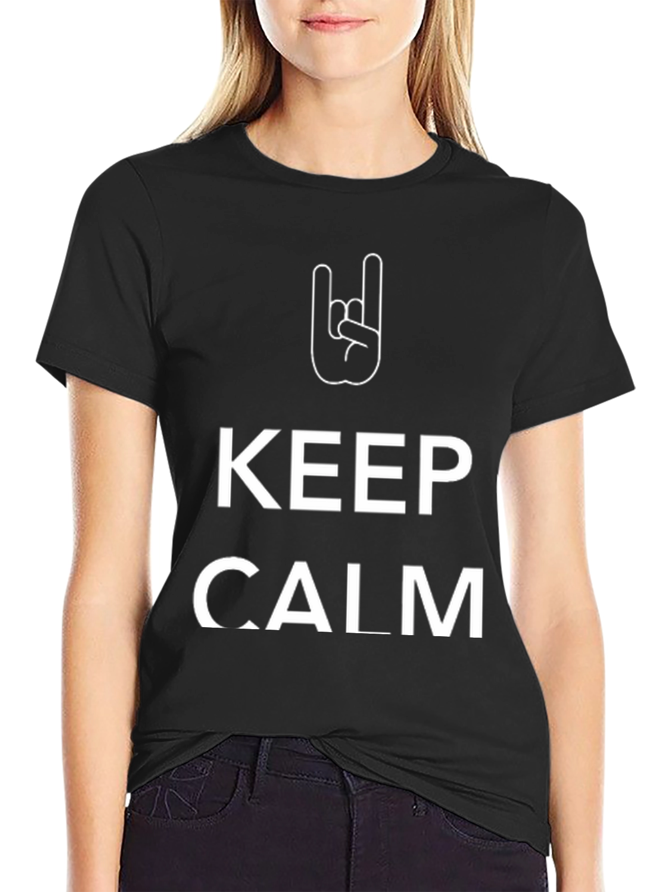 Keep Calm Rock On Black T-Shirt