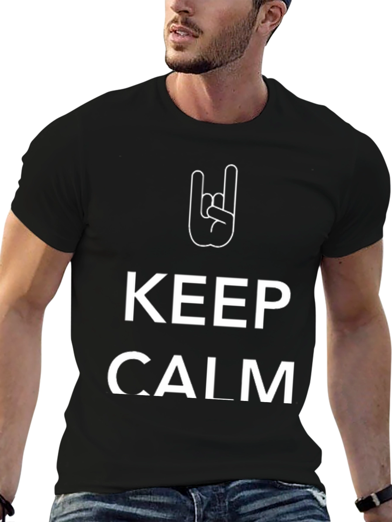 Keep Calm Rock On Black T-Shirt