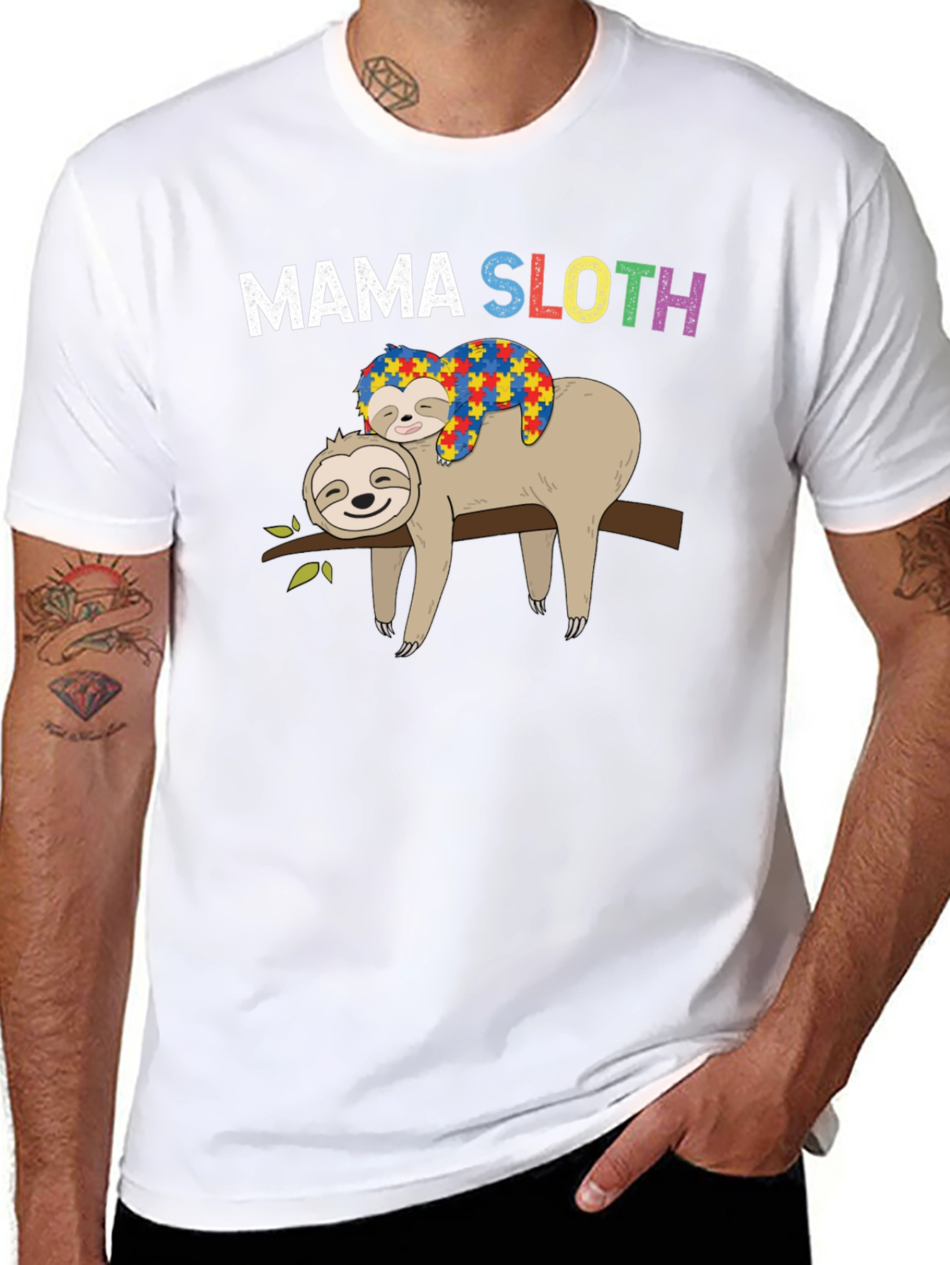 Mama Sloth Autism Awareness T-Shirt