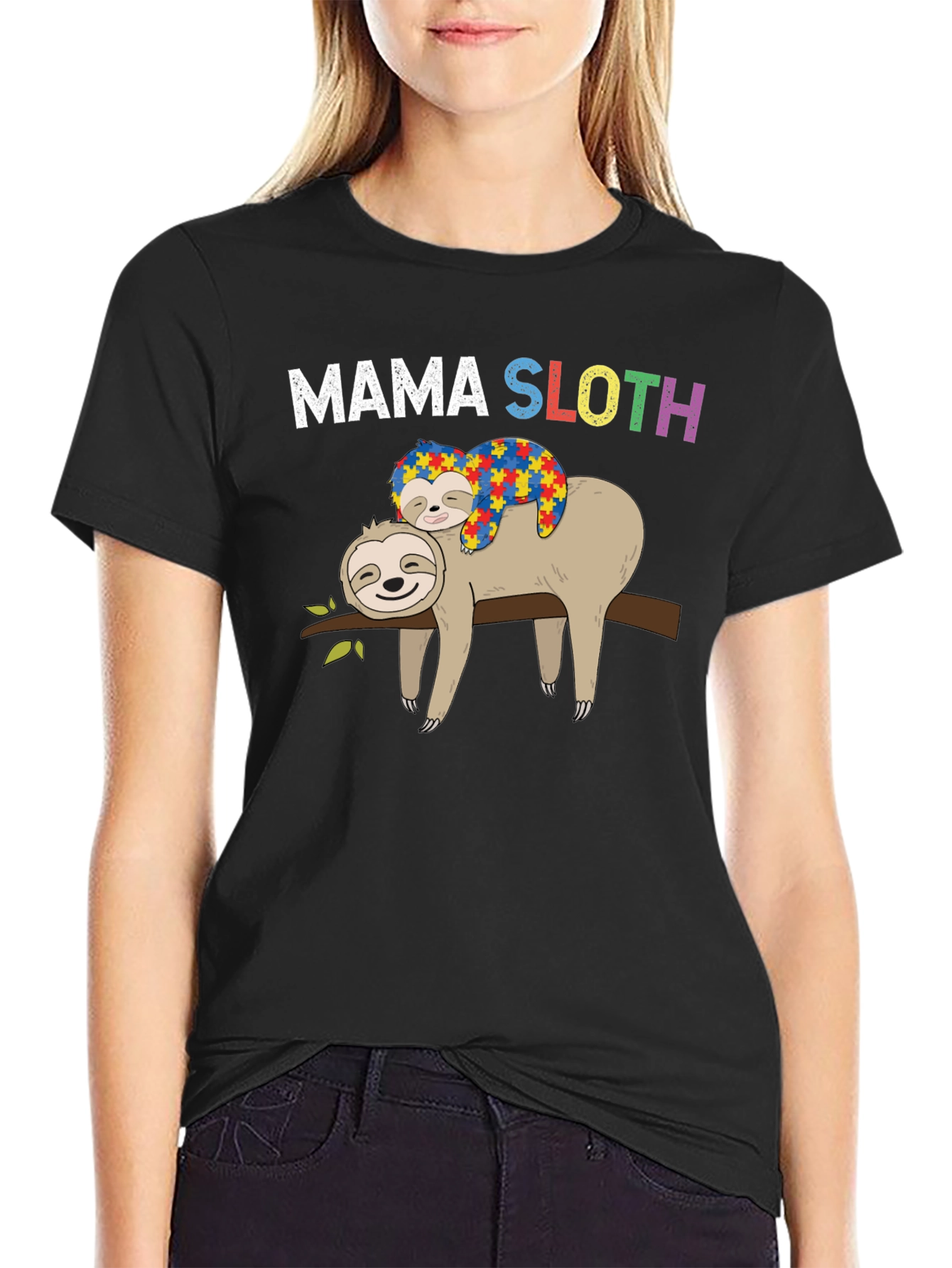 Mama Sloth Autism Awareness T-Shirt
