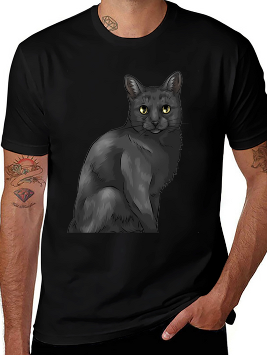 Black Cat Graphic Tee - Mens Stylish Casual Wear