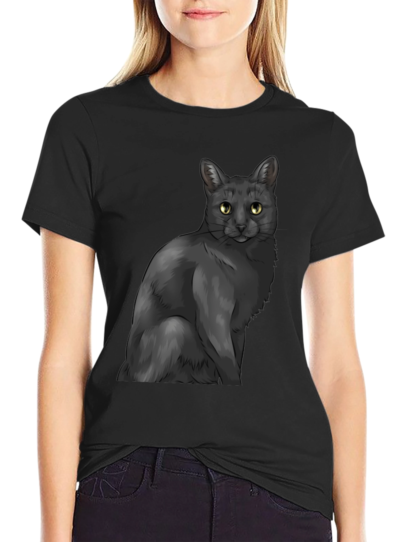 Black Cat Graphic Tee - Mens Stylish Casual Wear