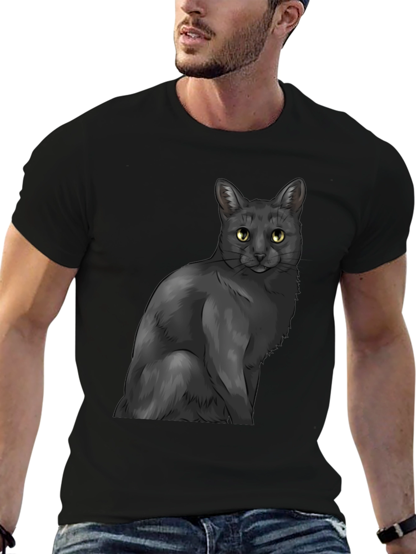 Black Cat Graphic Tee - Mens Stylish Casual Wear