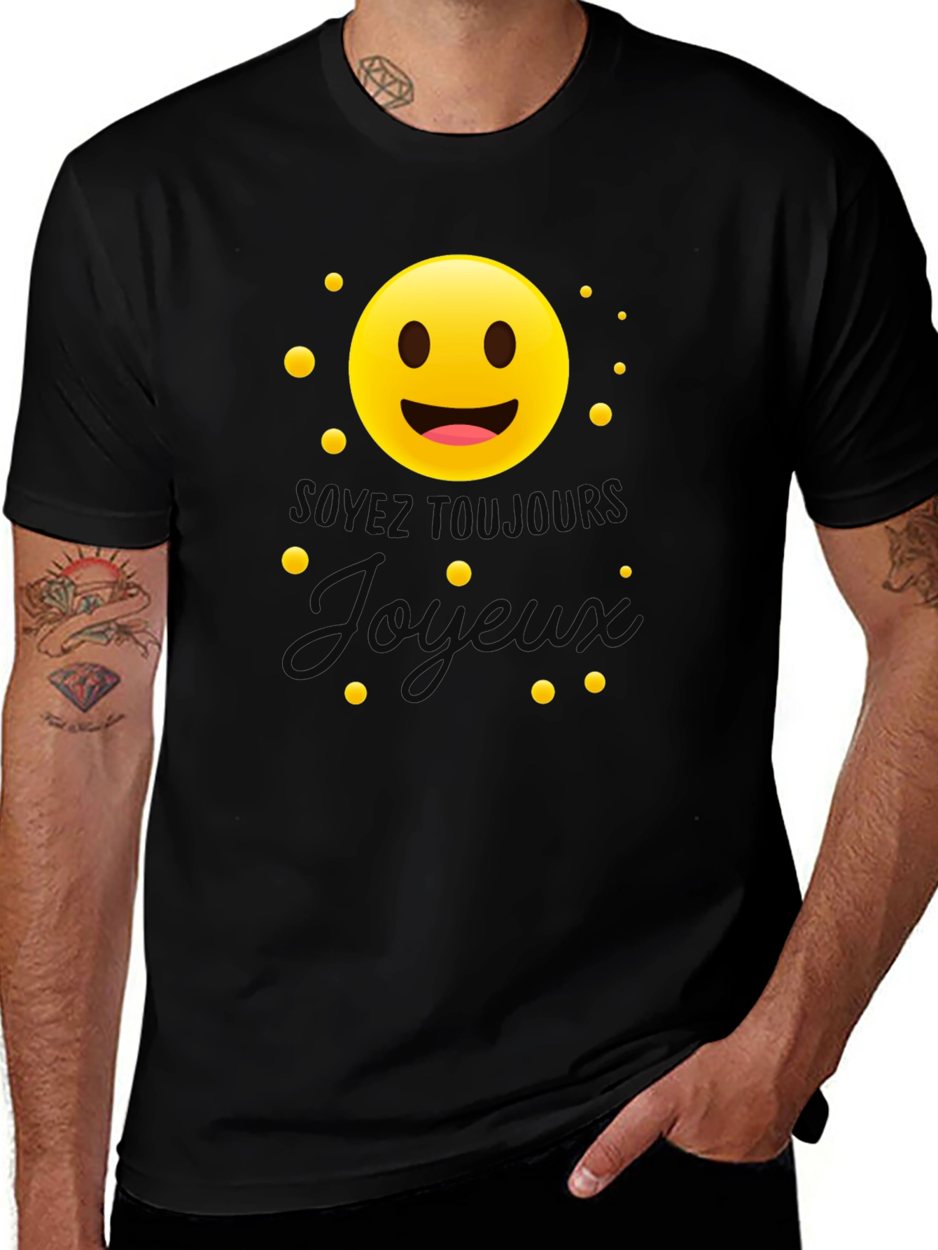 Joyful Emoji Graphic T-Shirt - Black