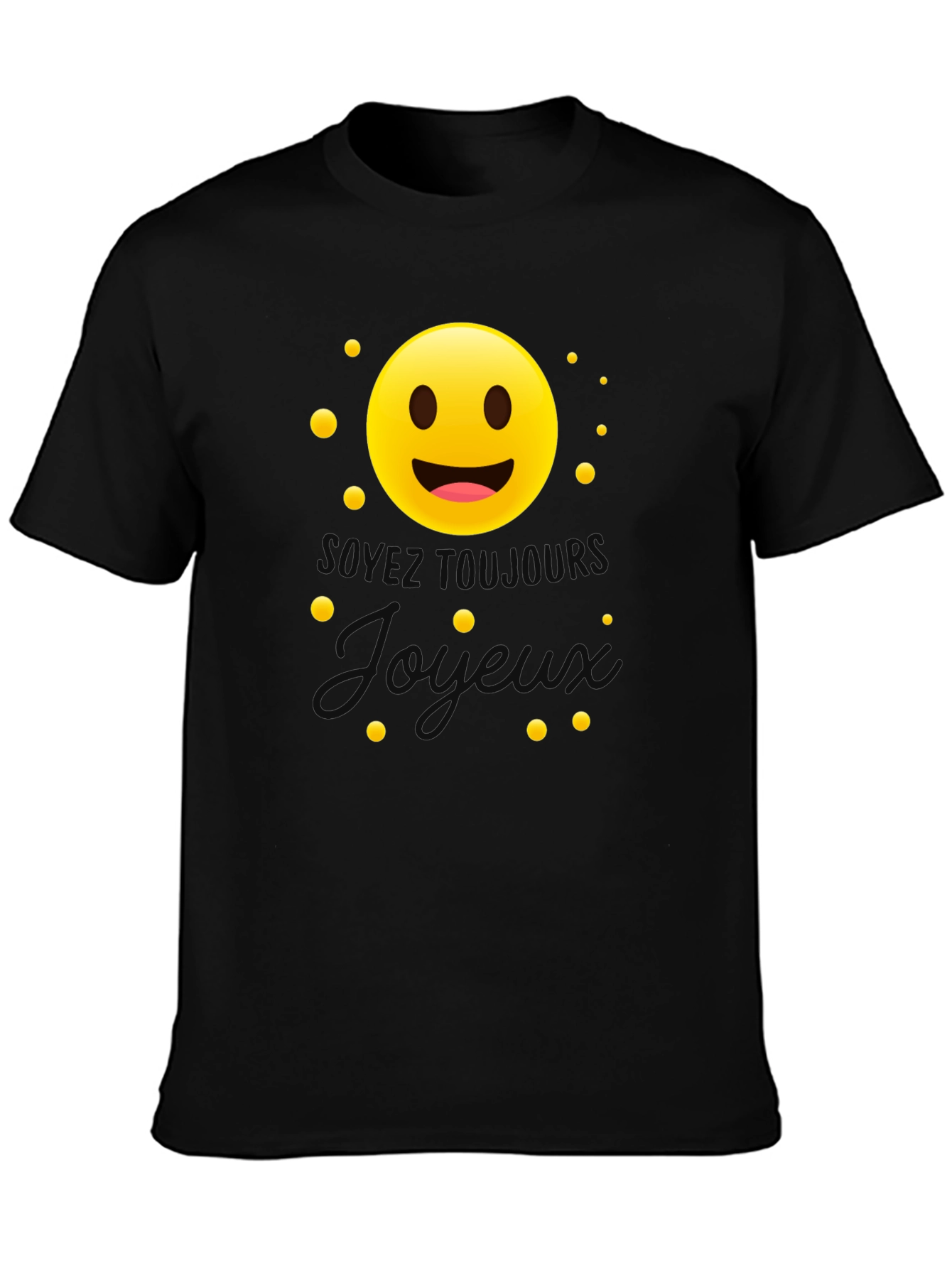 Joyful Emoji Graphic T-Shirt - Black