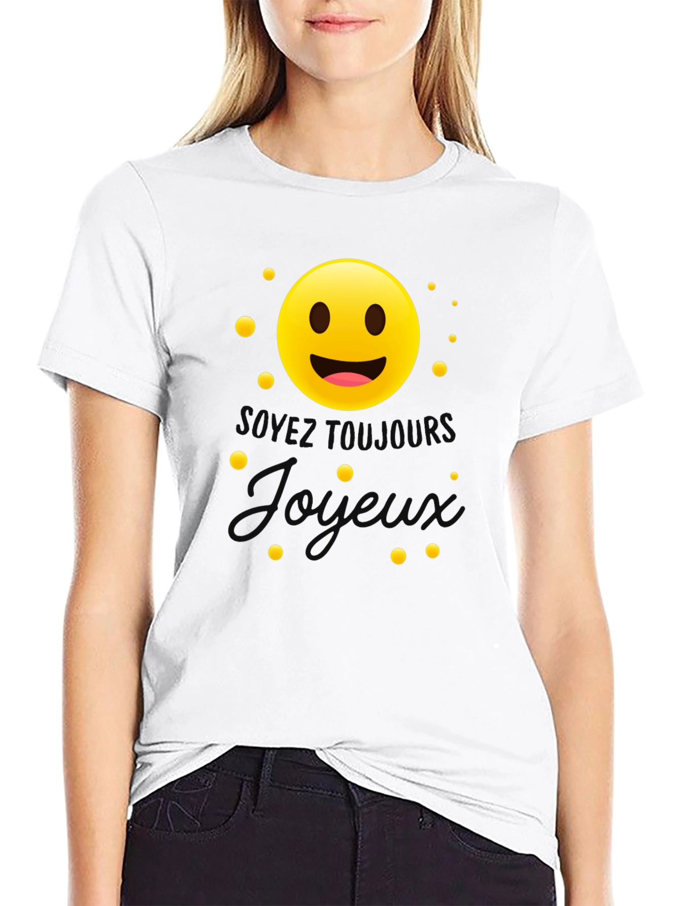 Joyful Emoji Graphic T-Shirt - Black