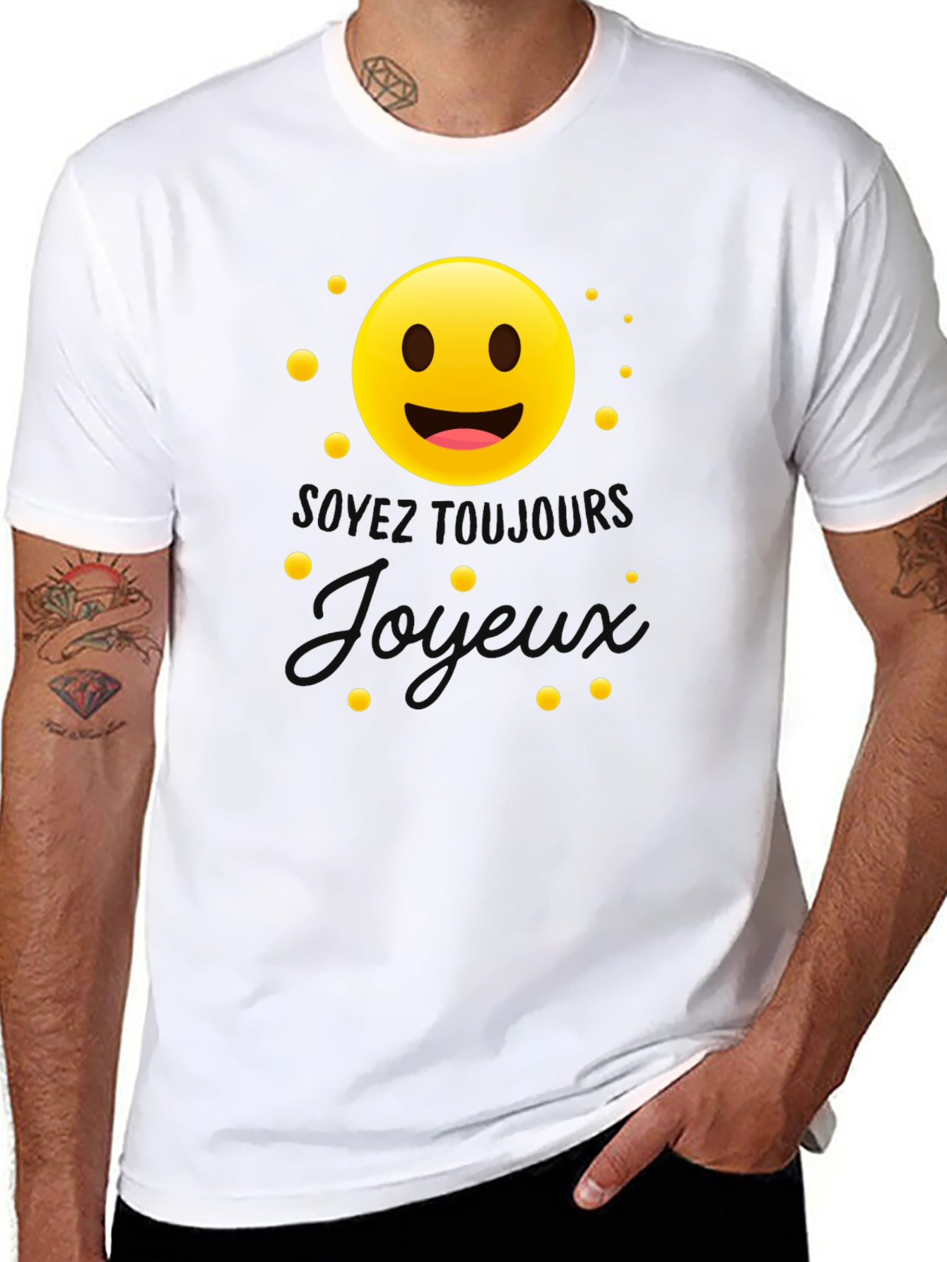 Joyful Emoji Graphic T-Shirt - Black