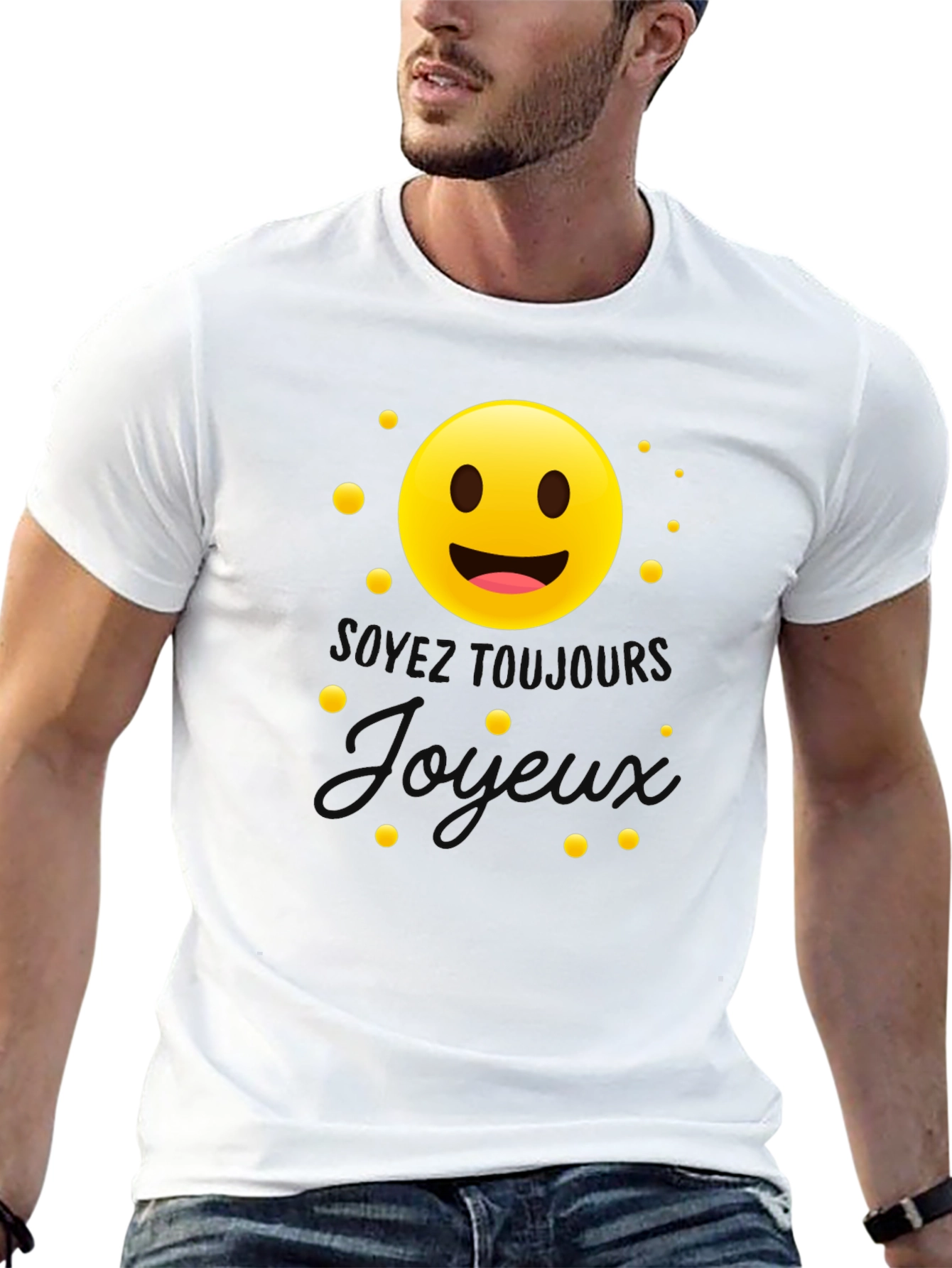 Joyful Emoji Graphic T-Shirt - Black
