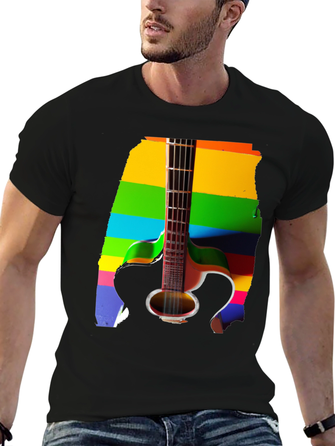 Rainbow Guitar Graphic Tee