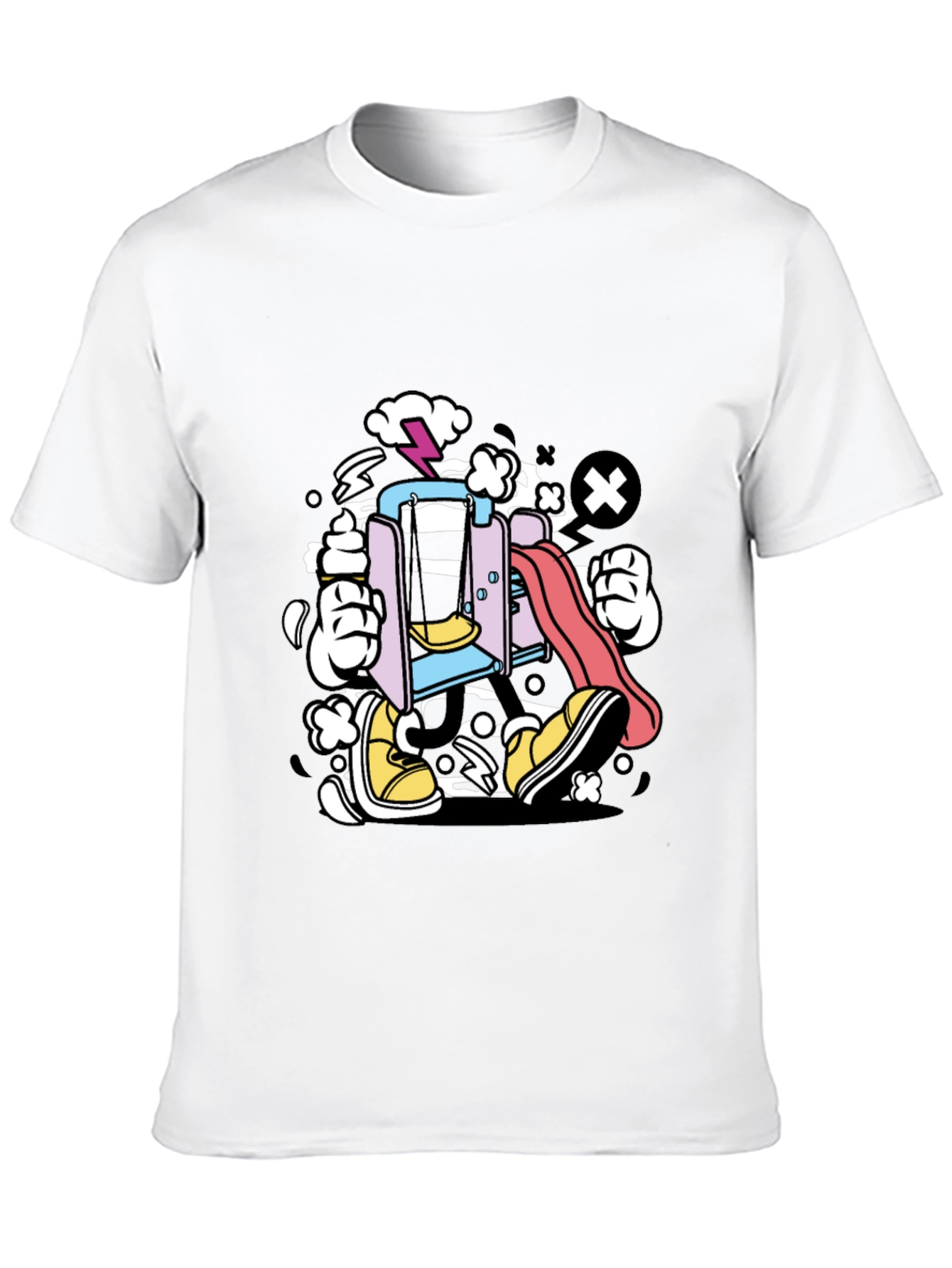 Cartoon Playground T-Shirt - Black Cotton Tee