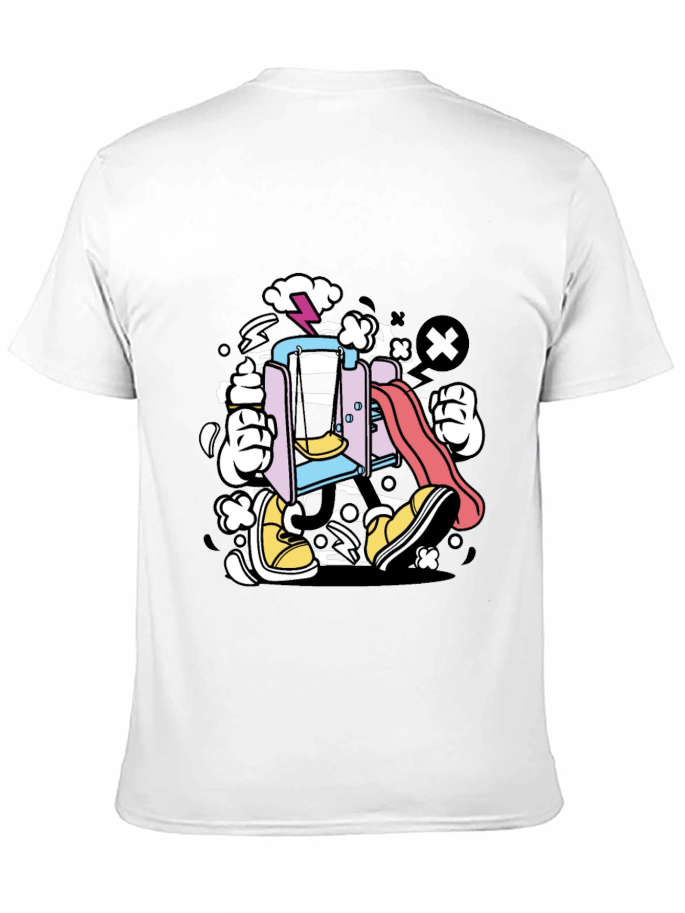Cartoon Playground T-Shirt - Black Cotton Tee
