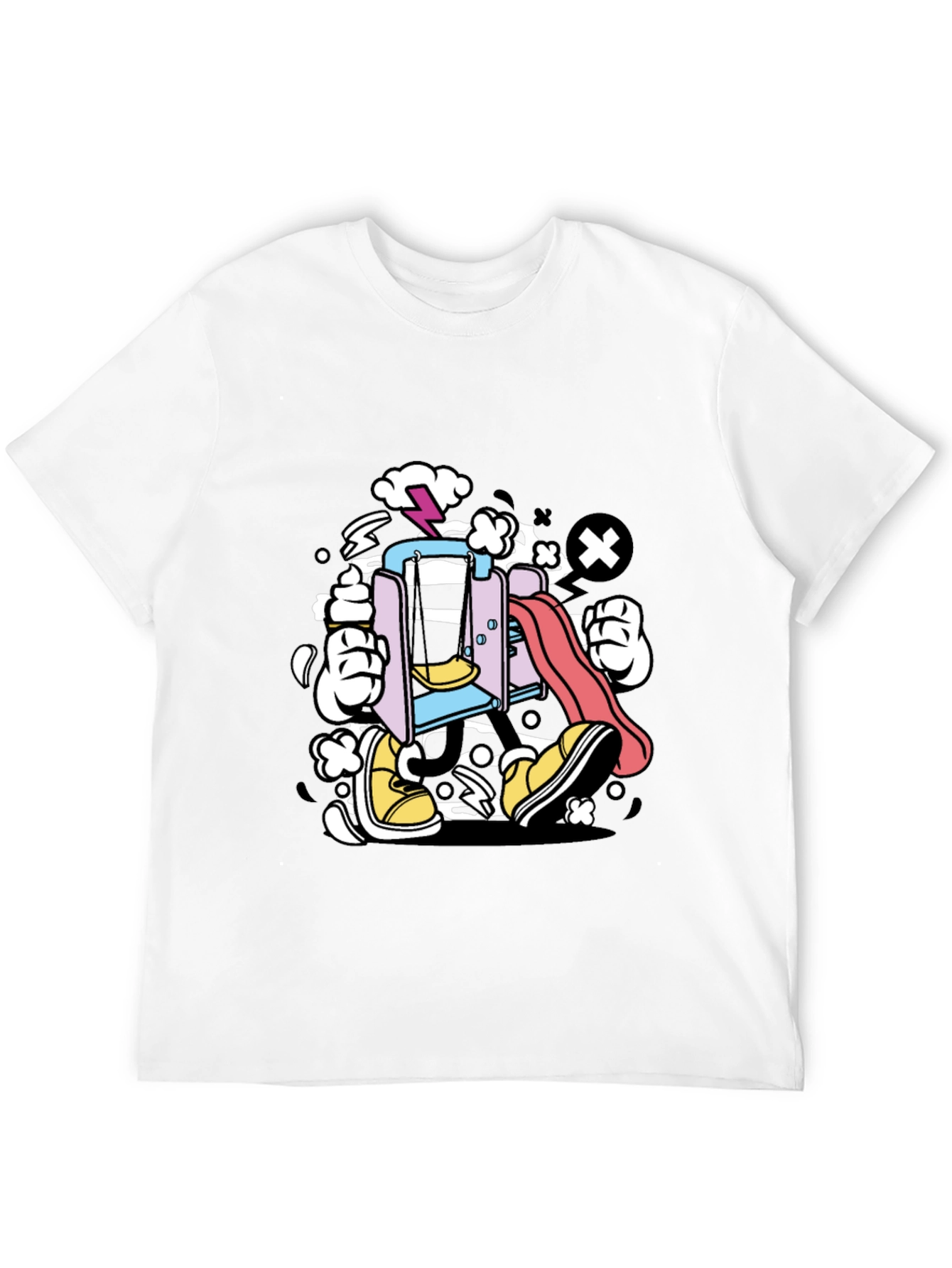 Cartoon Playground T-Shirt - Black Cotton Tee