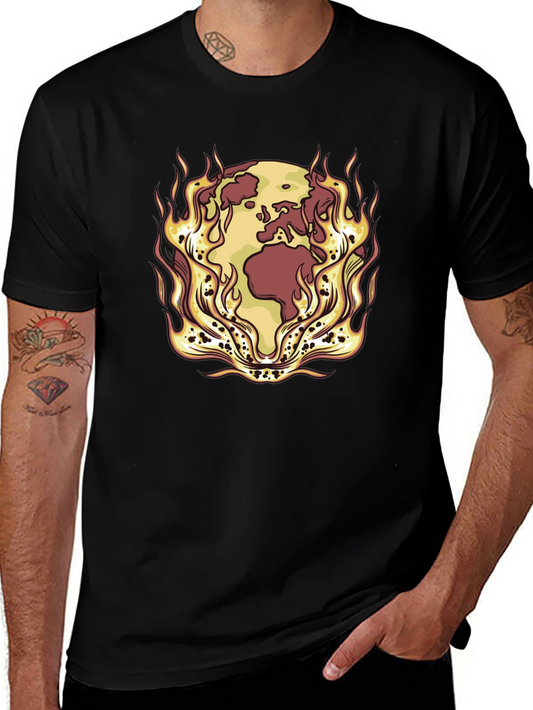 Earth on Fire Graphic Tee - Global Warming Awareness
