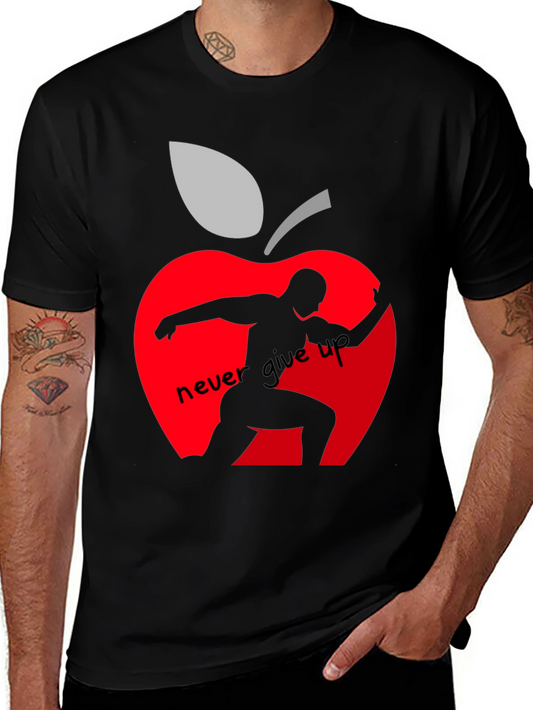 Never Give Up Apple Graphic T-Shirt