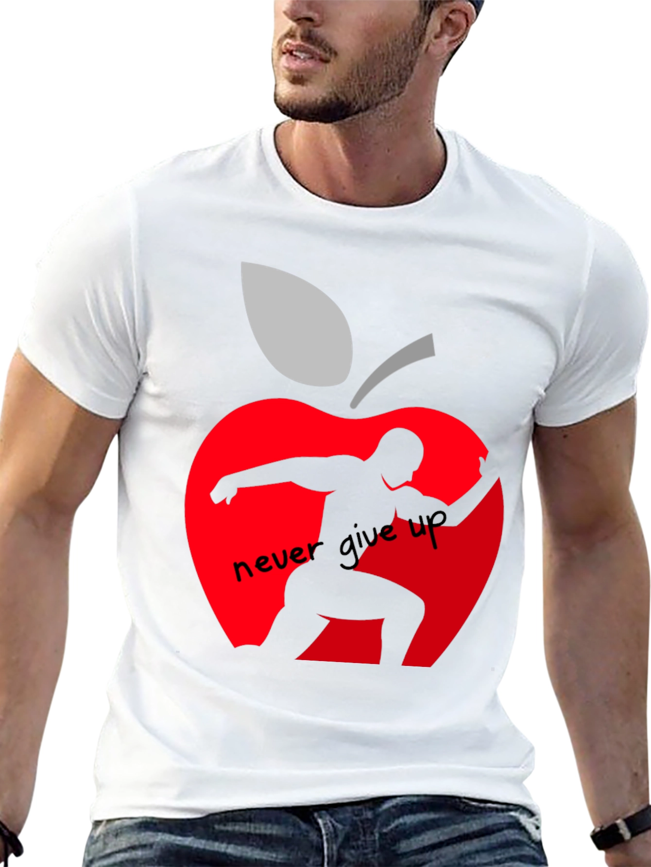 Never Give Up Apple Graphic T-Shirt