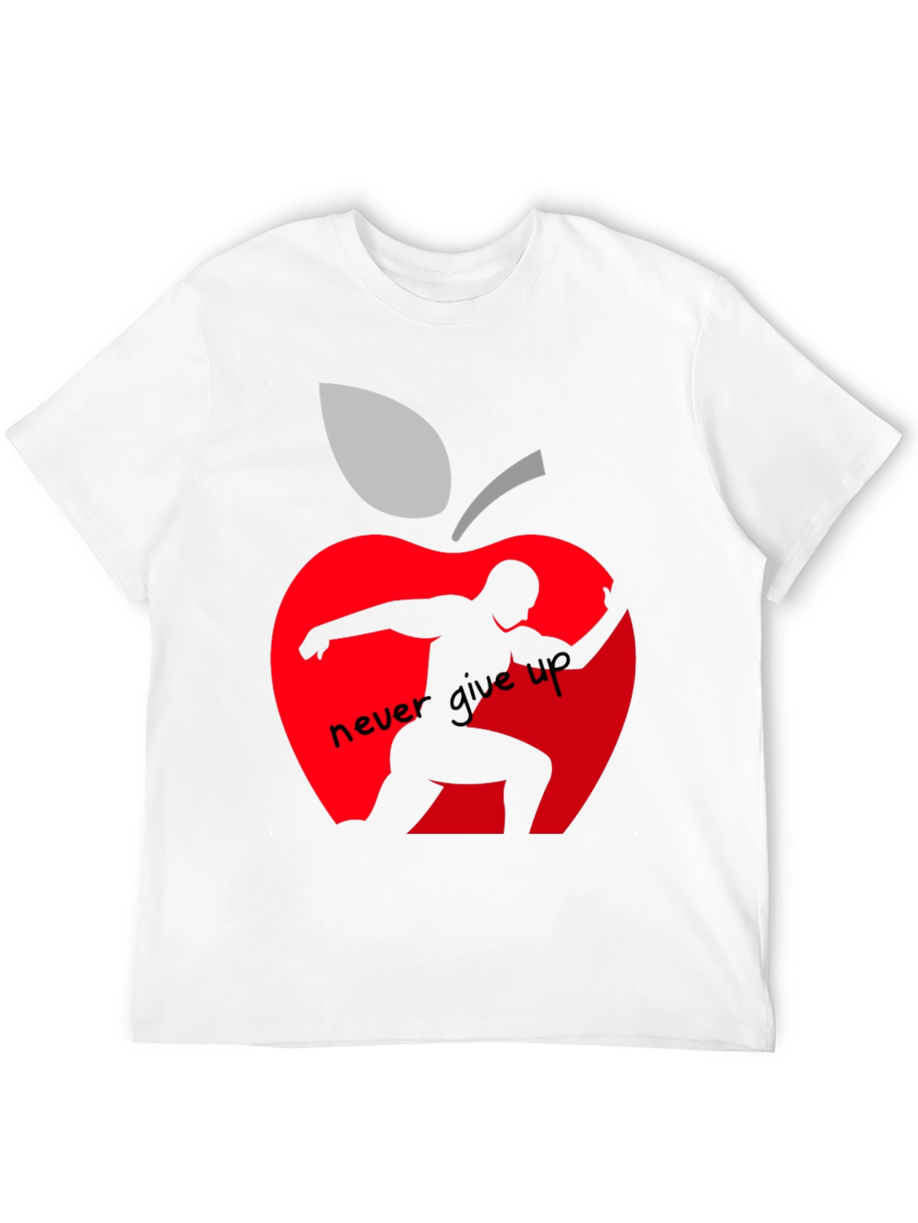Never Give Up Apple Graphic T-Shirt