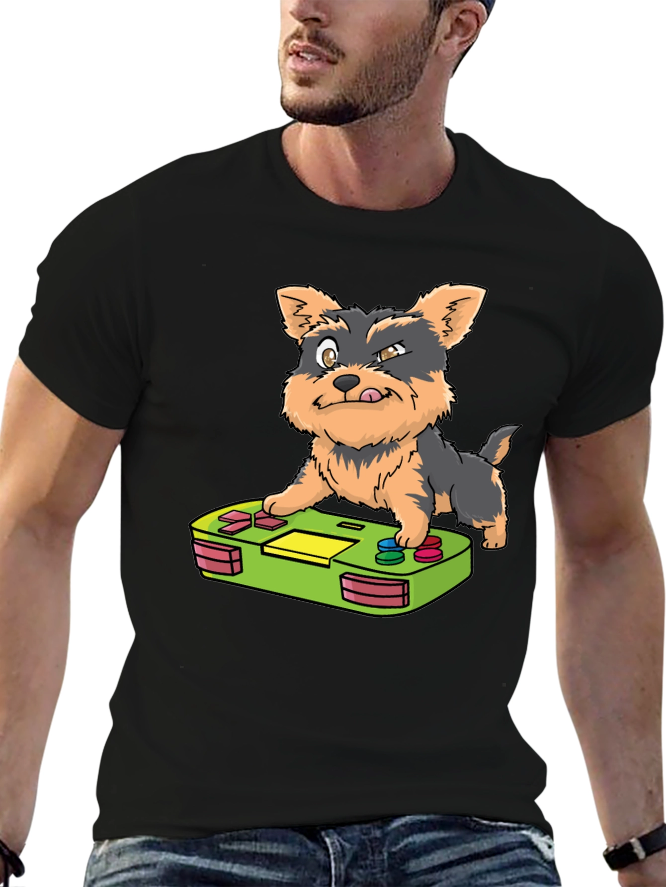 Gamer Pup Graphic Tee - Black Cotton Blend