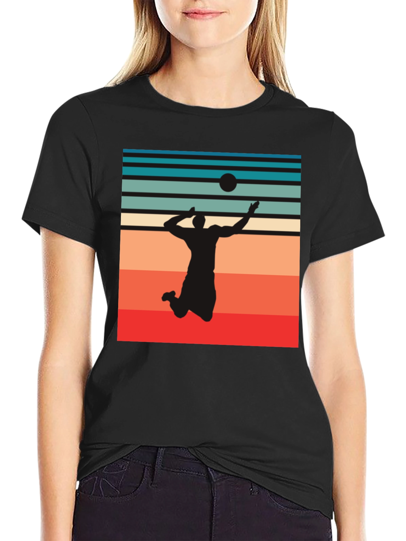 Volleyball Sunset Graphic T-Shirt