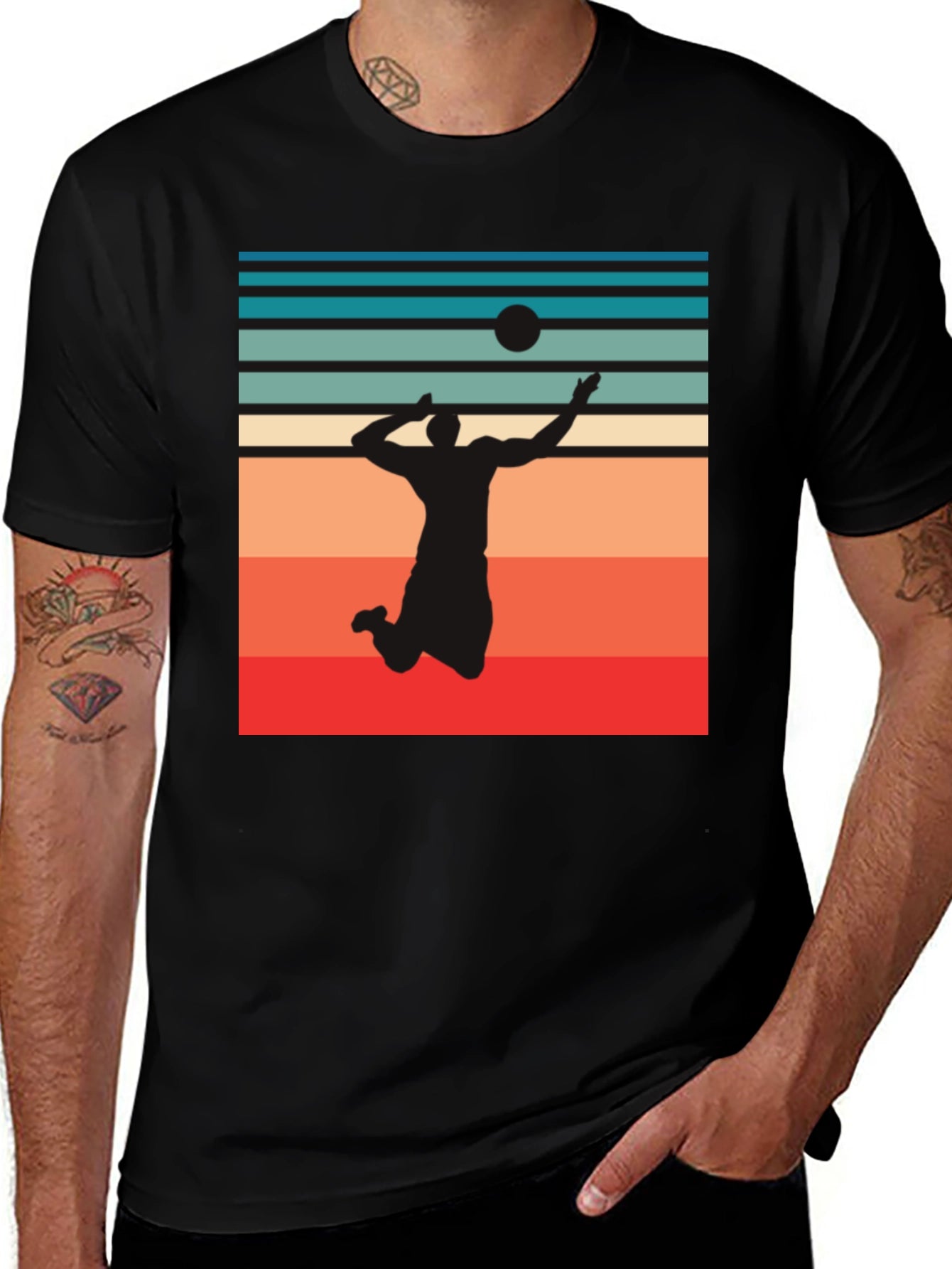 Volleyball Sunset Graphic T-Shirt