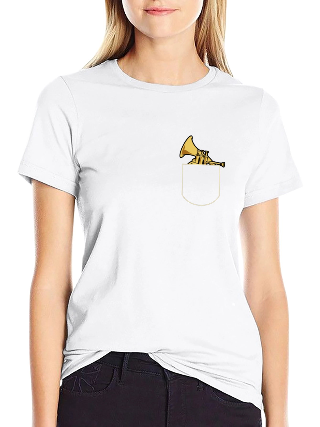 Pocket Trumpet Graphic Tee - Black Cotton Blend