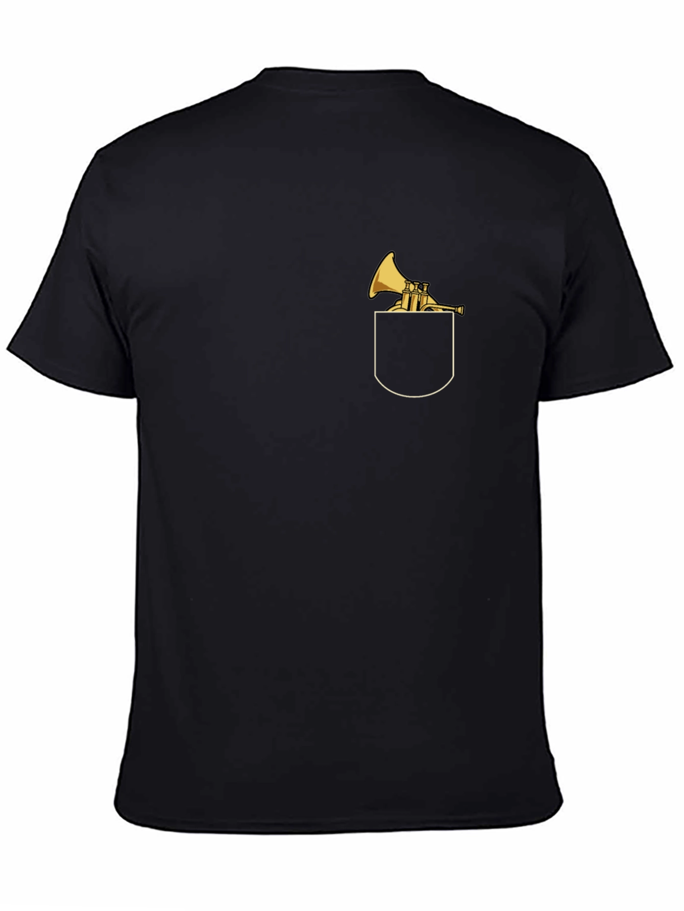 Pocket Trumpet Graphic Tee - Black Cotton Blend
