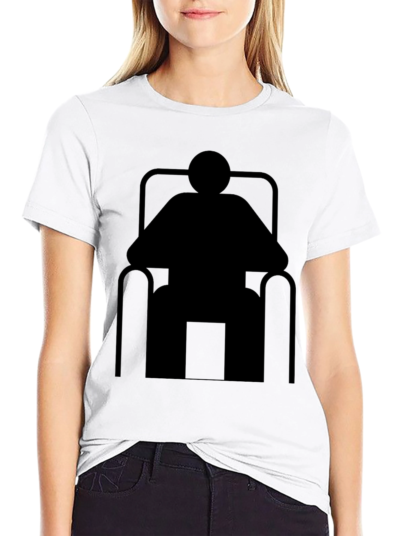 Relaxed Man in Chair Black Graphic T-Shirt