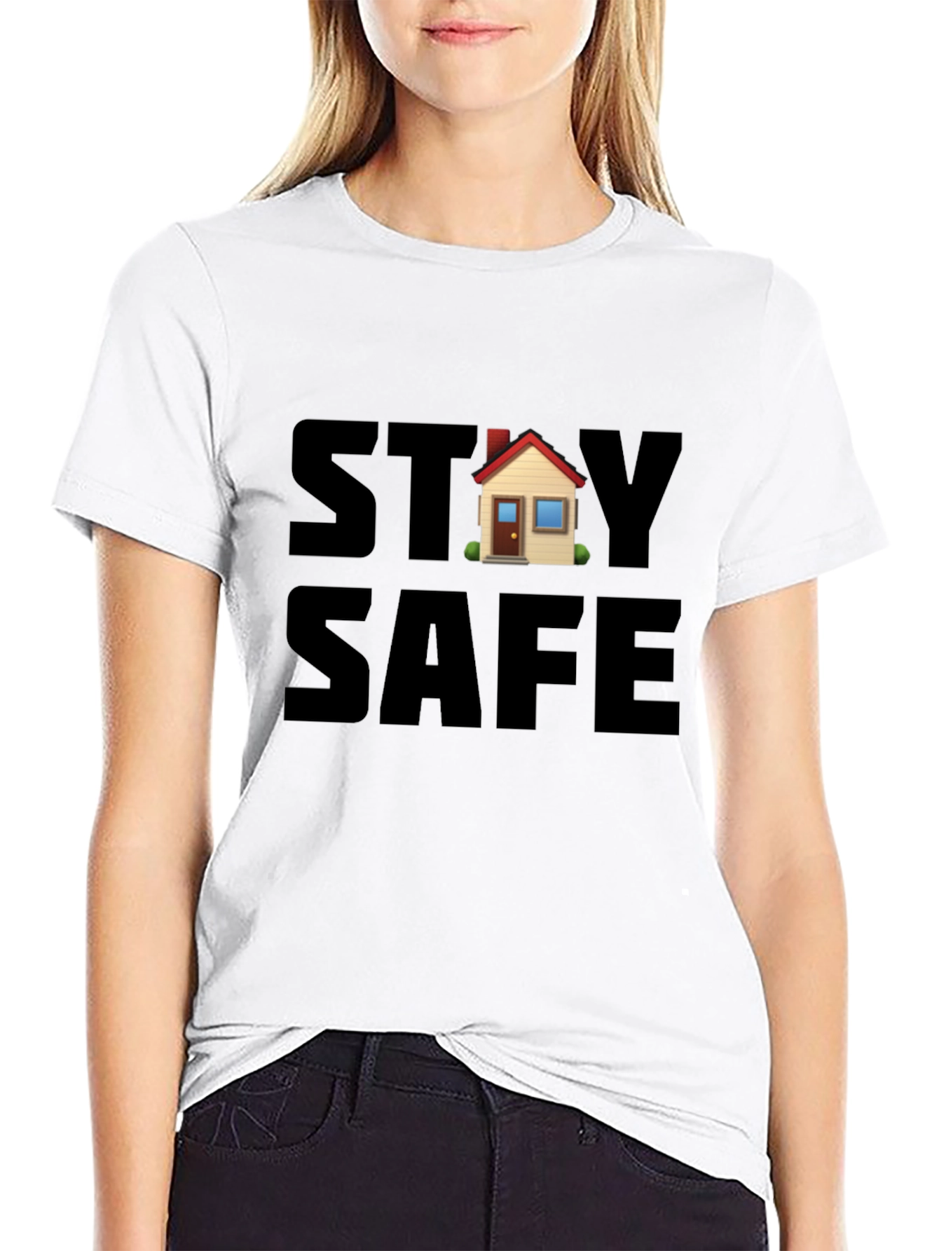 Stay Safe House Graphic Black T-Shirt