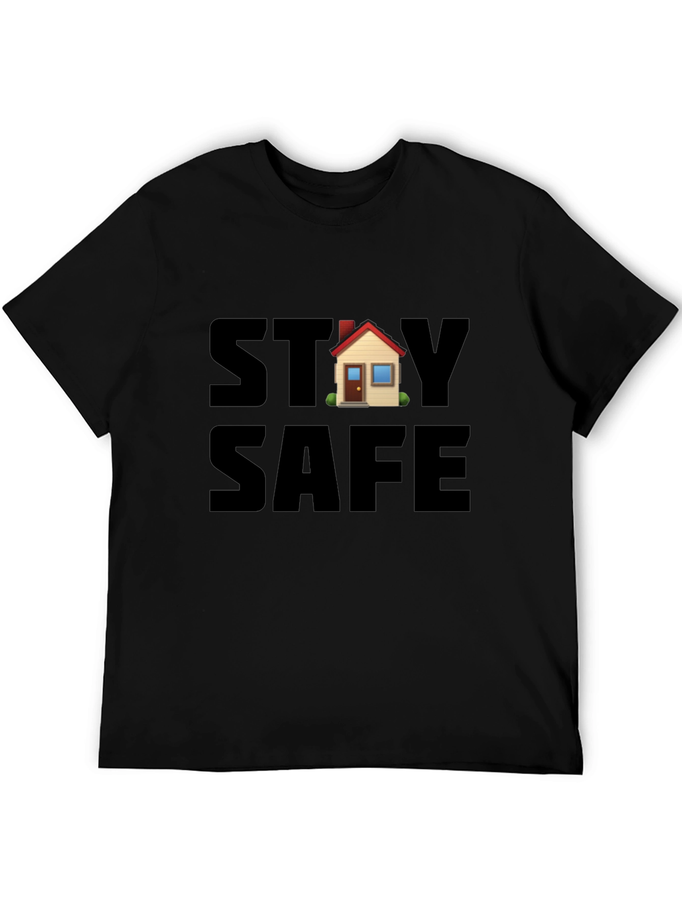 Stay Safe House Graphic Black T-Shirt