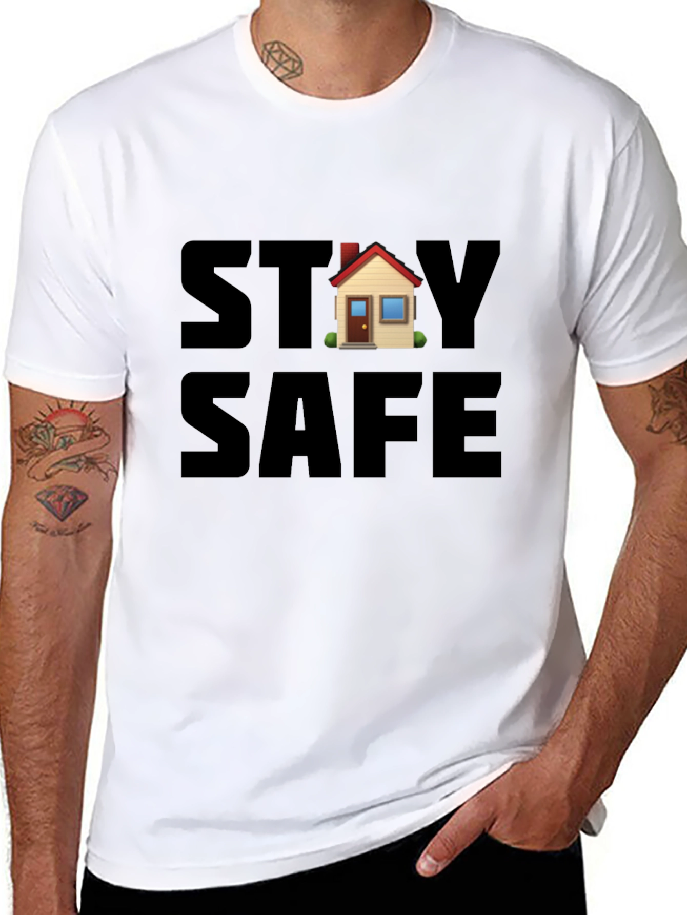 Stay Safe House Graphic Black T-Shirt
