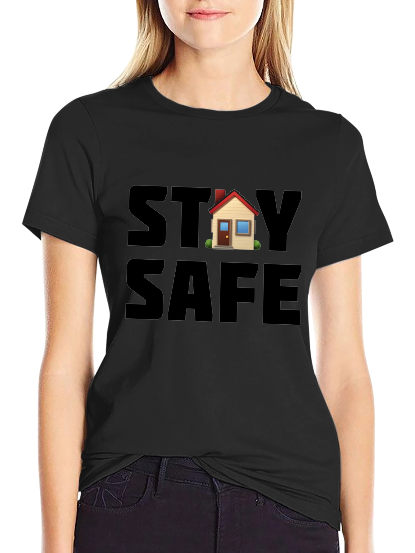 Stay Safe House Graphic Black T-Shirt