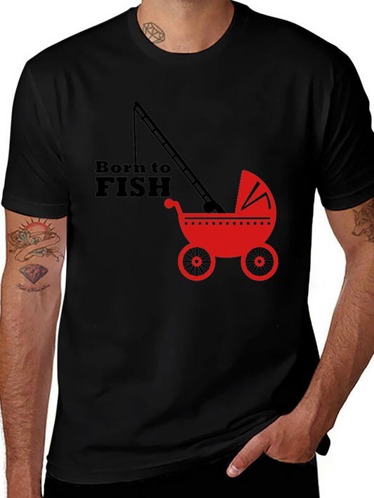 Born to Fish Baby Stroller Fishing Rod Black T-Shirt