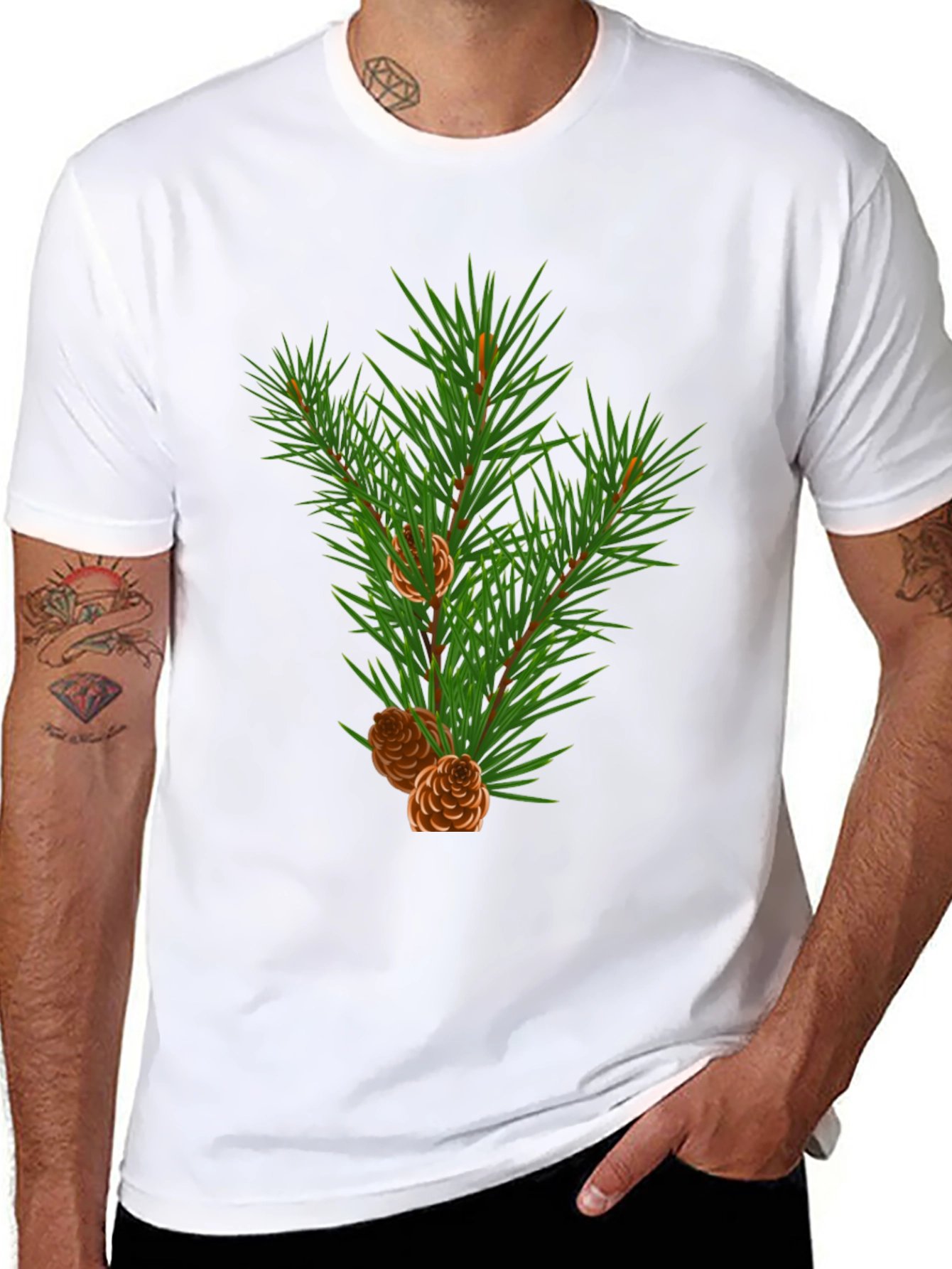 Evergreen Branch T-Shirt - Nature Inspired Graphic Tee